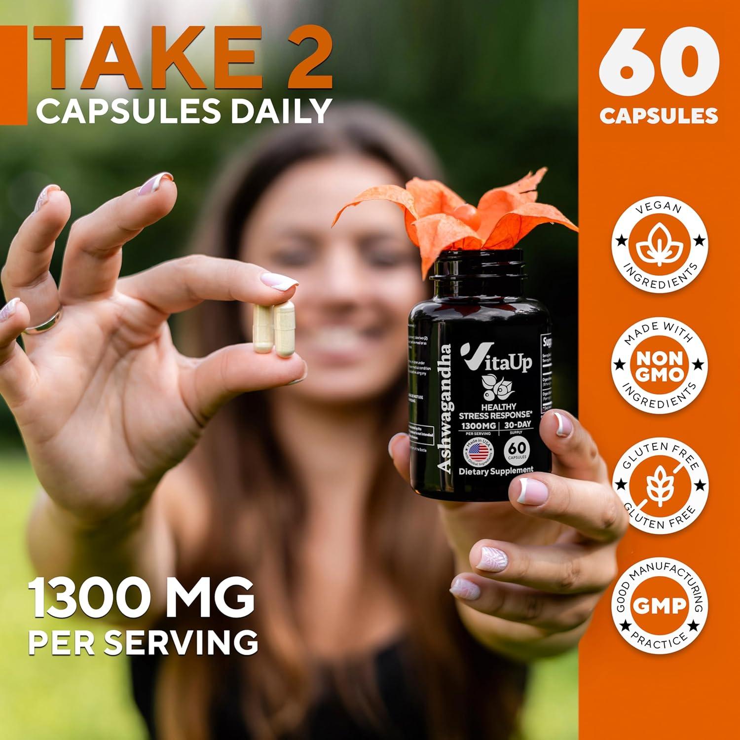 Cápsulas de Ashwagandha 1310mg VitaUp - 60 Unidades