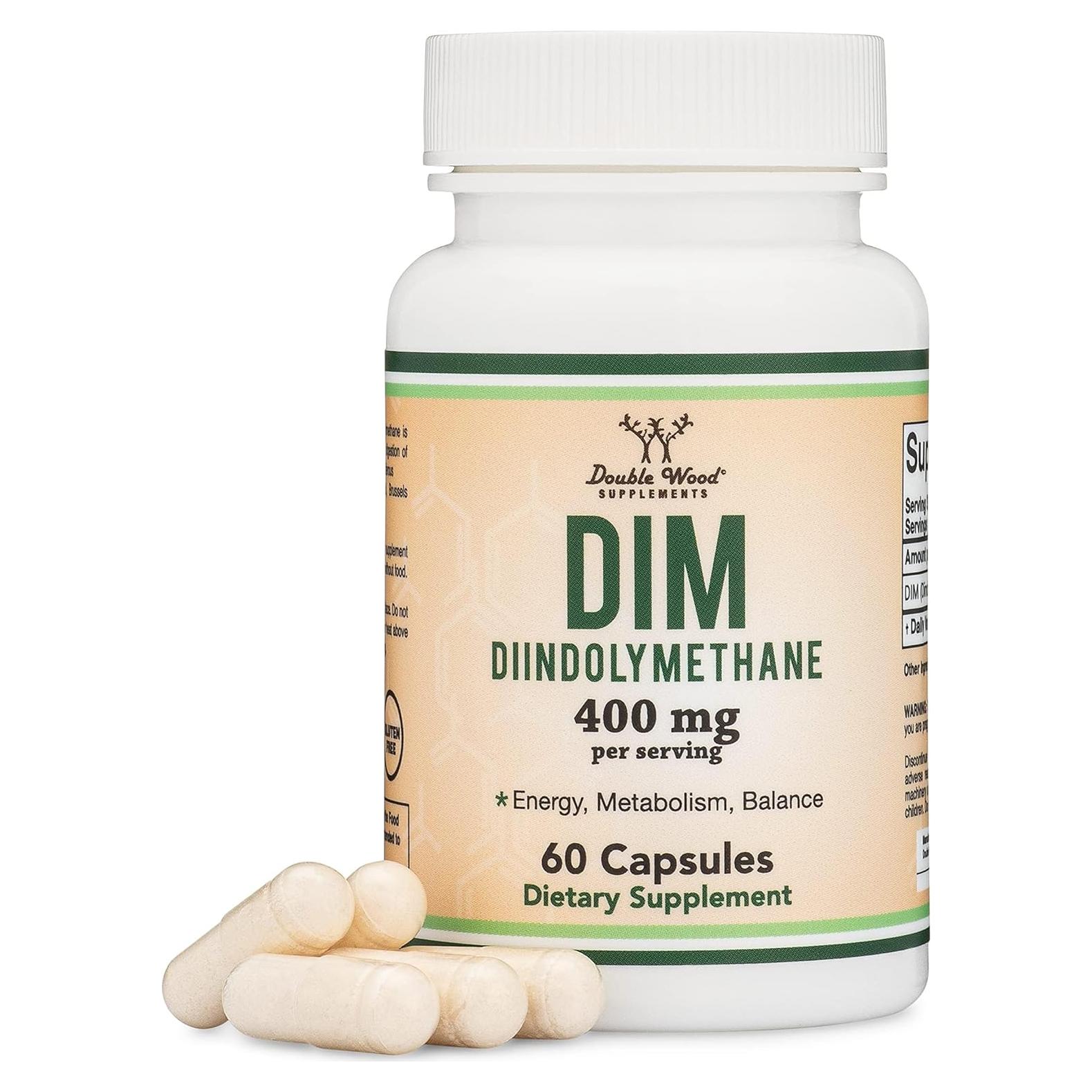Suplemento DIM Double Wood 400mg 60 Cápsulas Equilibrio Hormonal