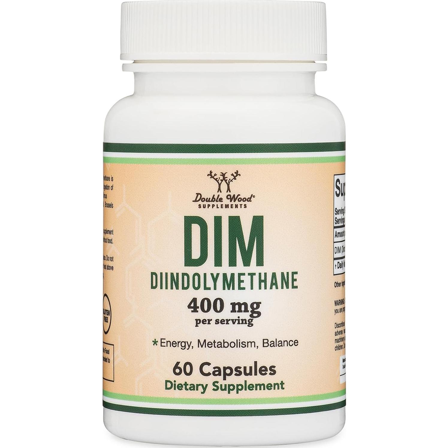 Suplemento DIM Double Wood 400mg 60 Cápsulas Equilibrio Hormonal