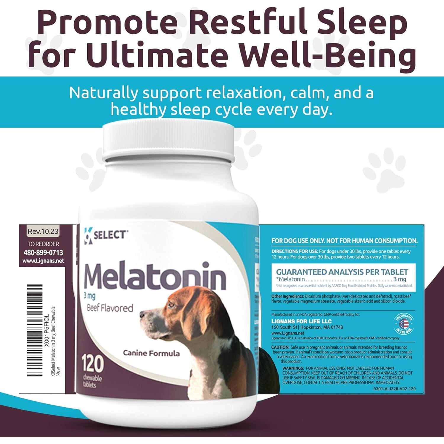 K9 Select Melatonina para Perros Pequeños - 120 Tabletas