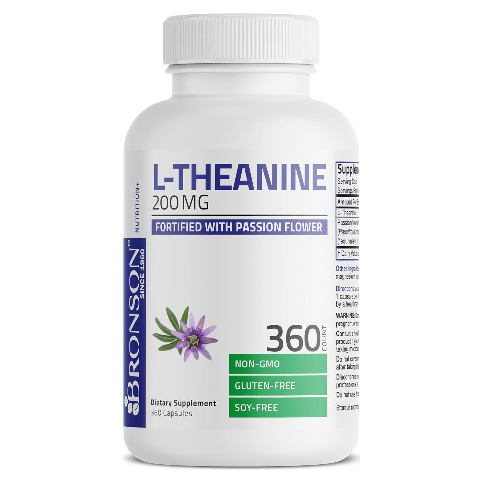 Suplemento L-Theanine 200mg Bronson 360 Cápsulas Sin OGM