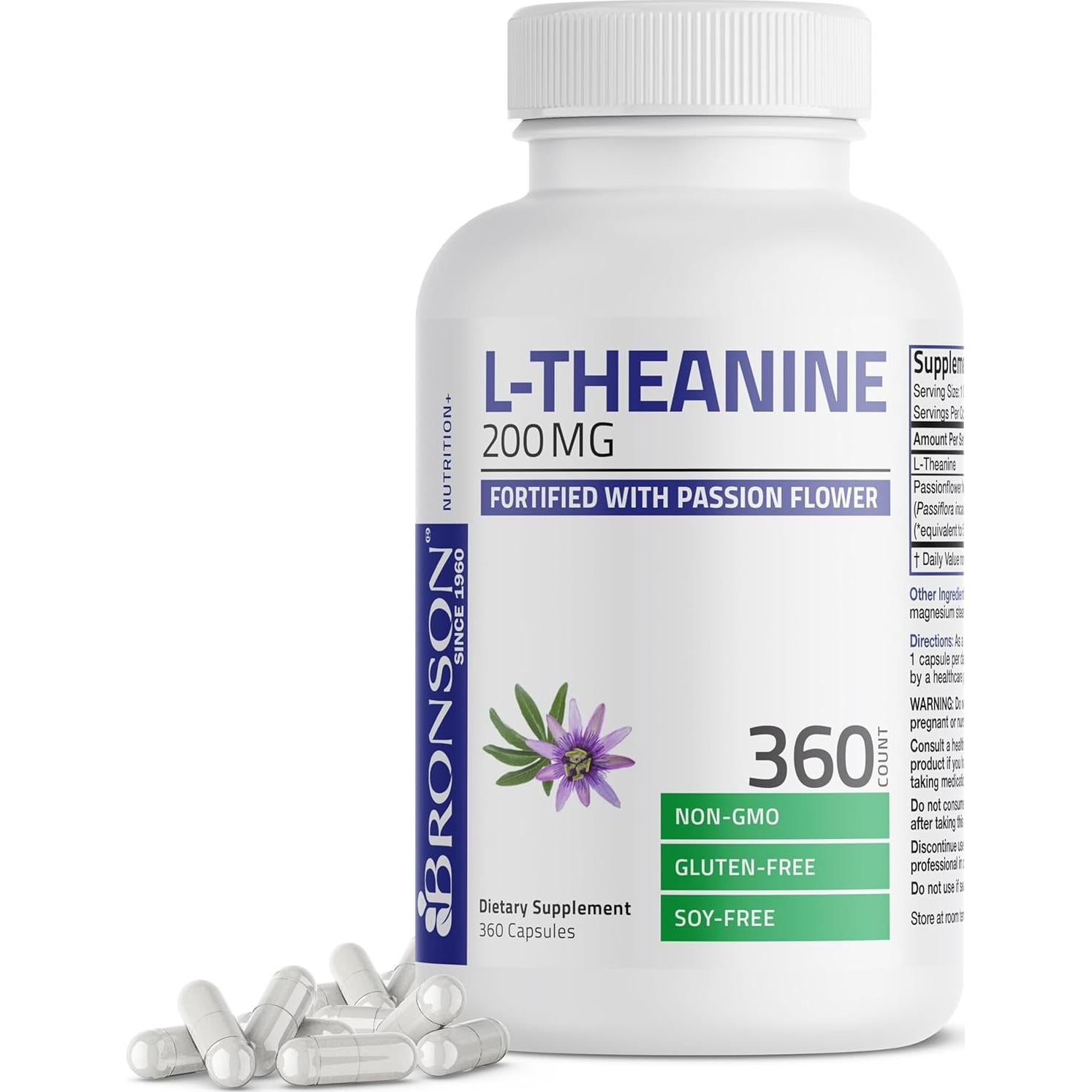 Suplemento L-Theanine 200mg Bronson 360 Cápsulas Sin OGM