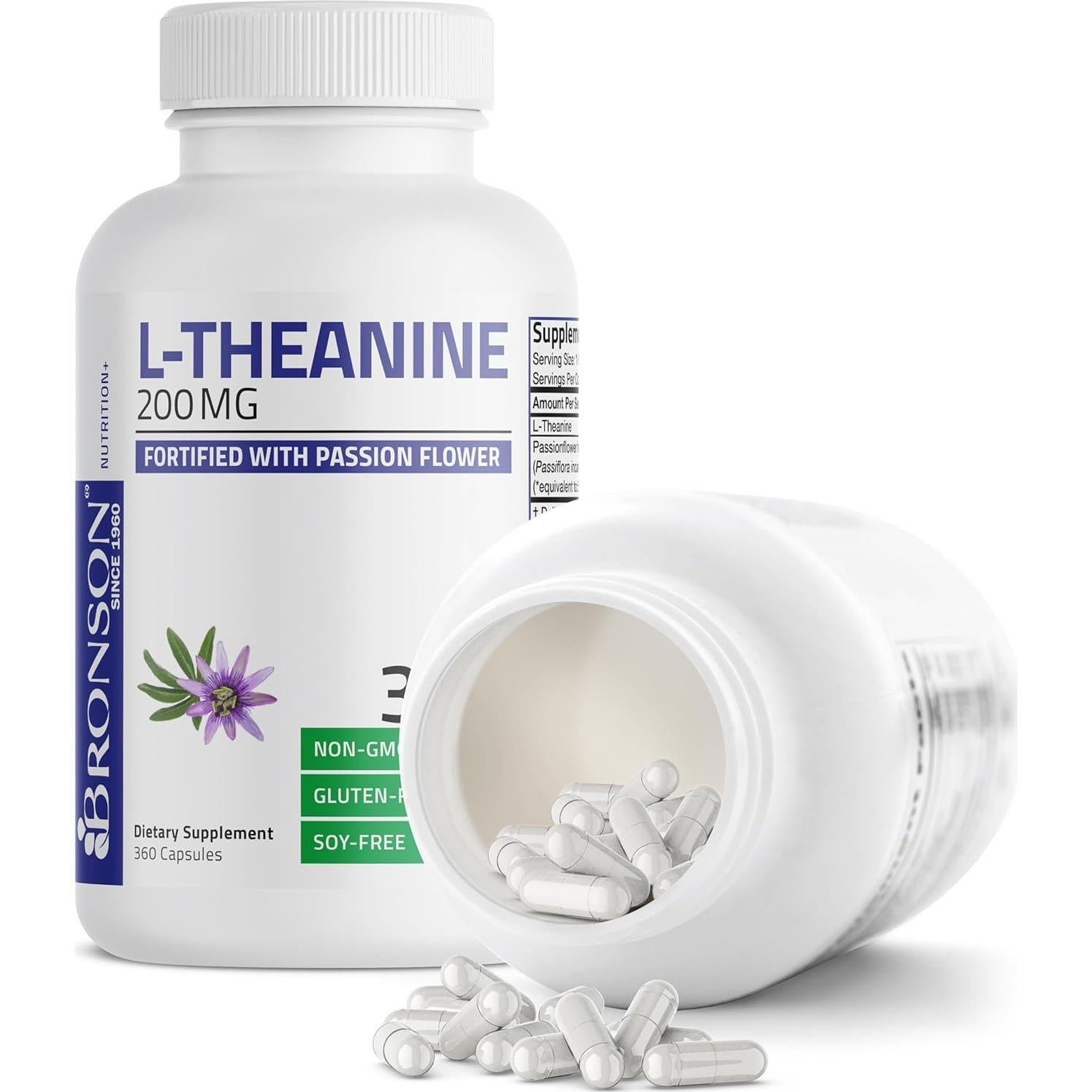 Suplemento L-Theanine 200mg Bronson 360 Cápsulas Sin OGM