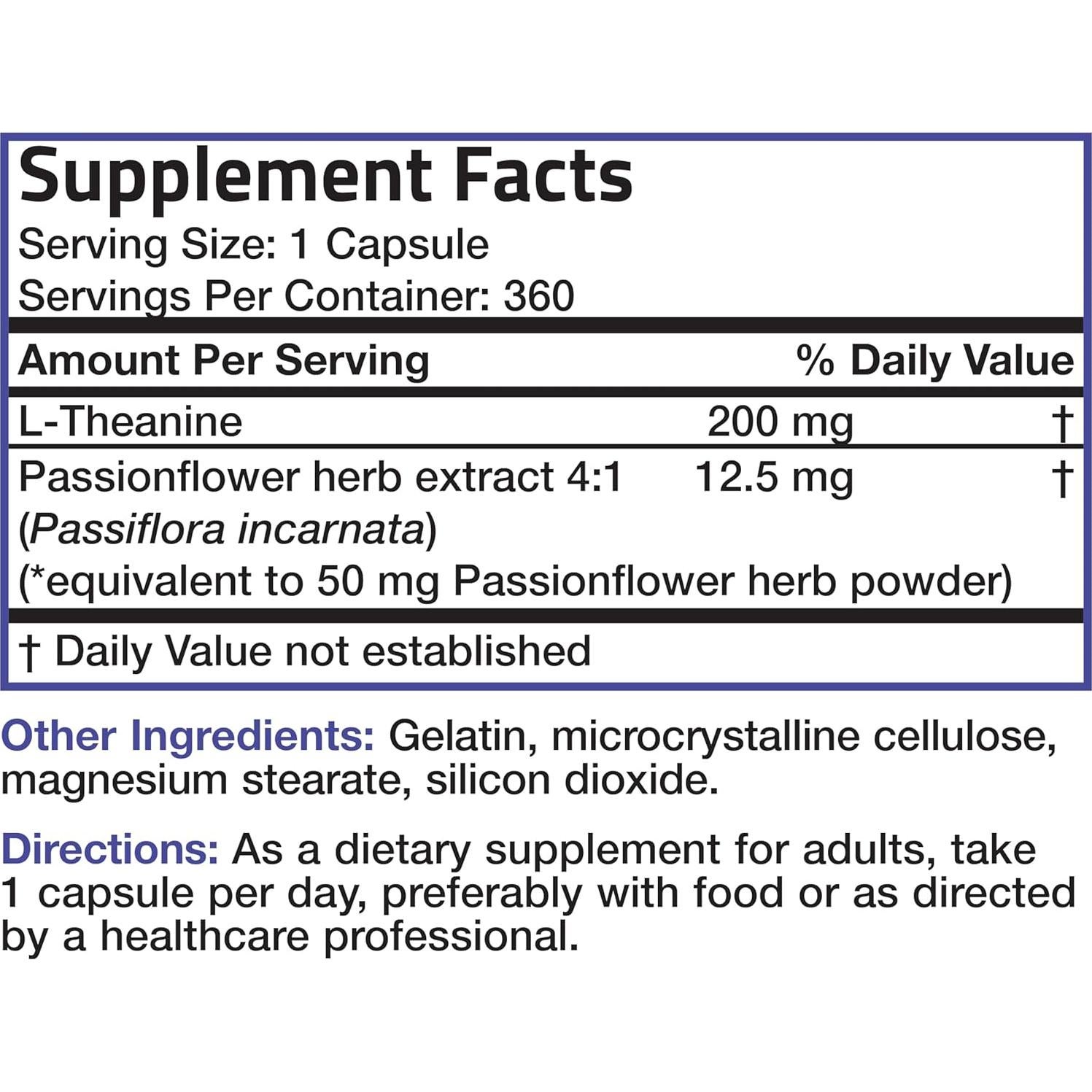 Suplemento L-Theanine 200mg Bronson 360 Cápsulas Sin OGM