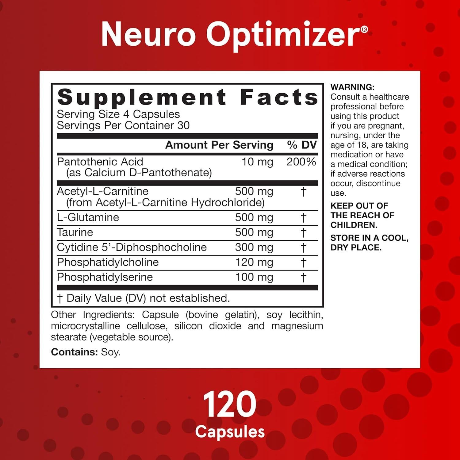 Suplemento Jarrow Formulas Neuro Optimizer 120 Cápsulas