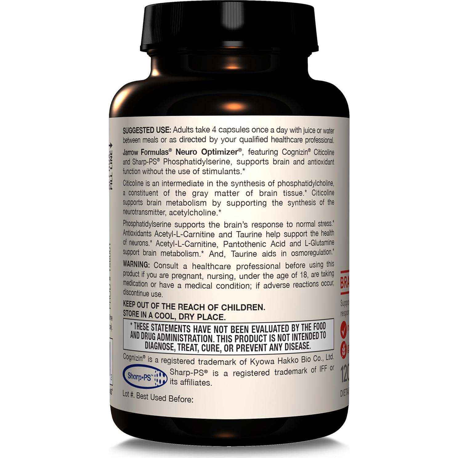 Suplemento Jarrow Formulas Neuro Optimizer 120 Cápsulas