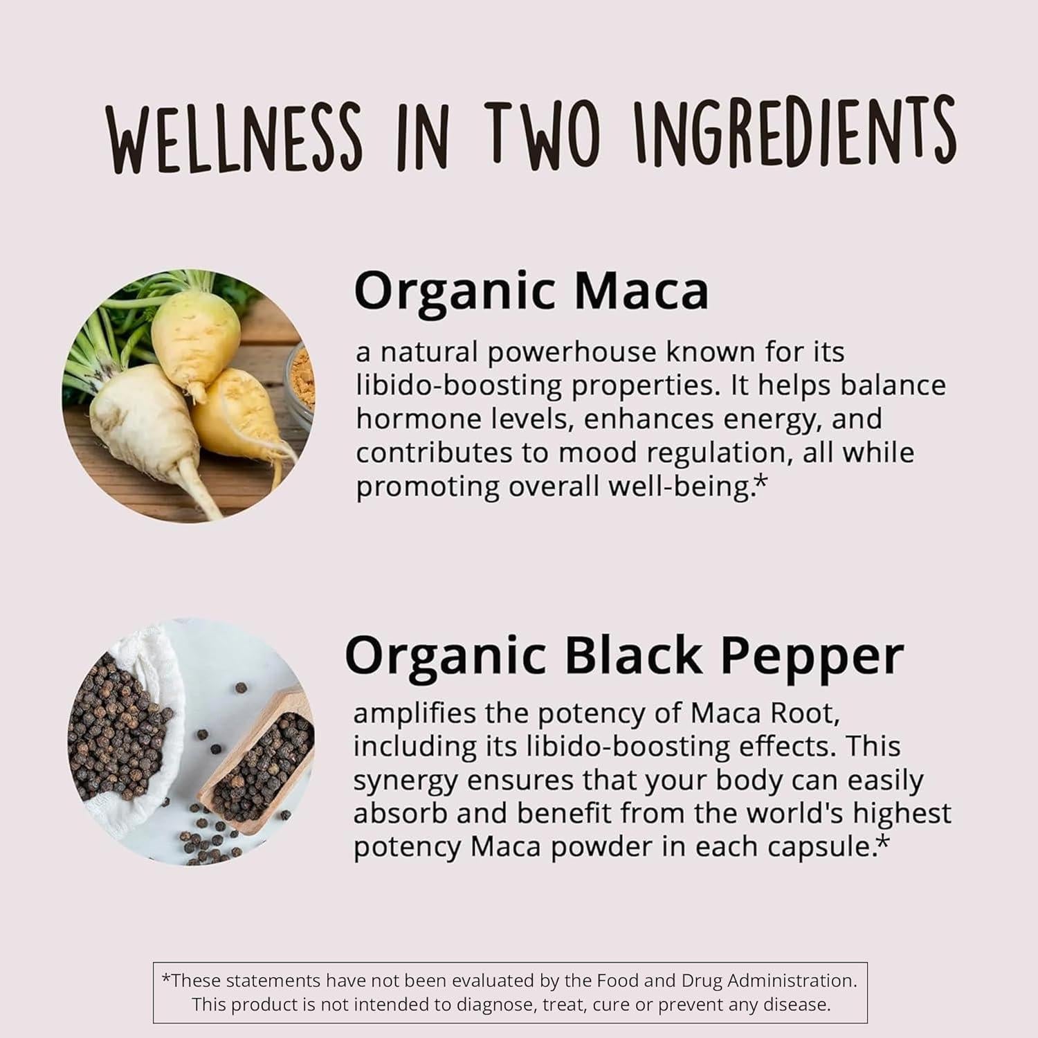 Cápsulas de Maca Orgánica 1200 mg Happy Healthy Hippie 120 Ct