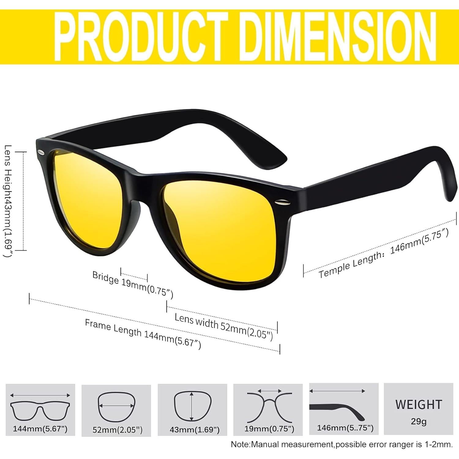 Gafas de sol KANASTAL UV400 diseño retro amarillas