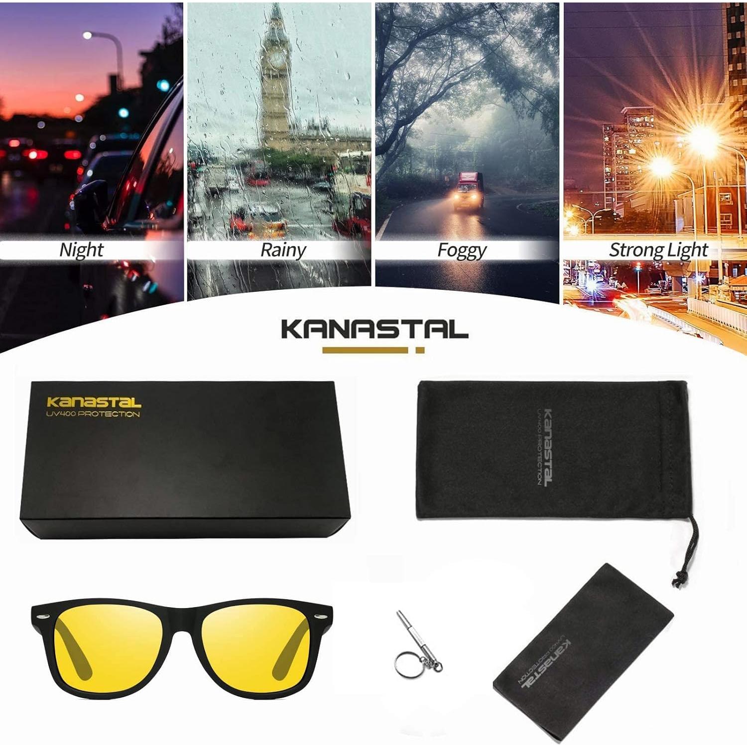 Gafas de sol KANASTAL UV400 diseño retro amarillas