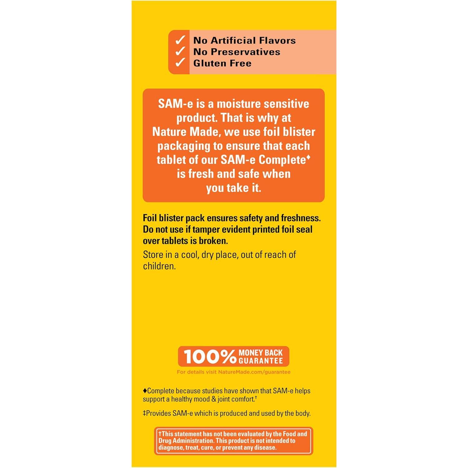 Nature Made SAM-e Completo 400 mg 36 Tabletas Suplemento