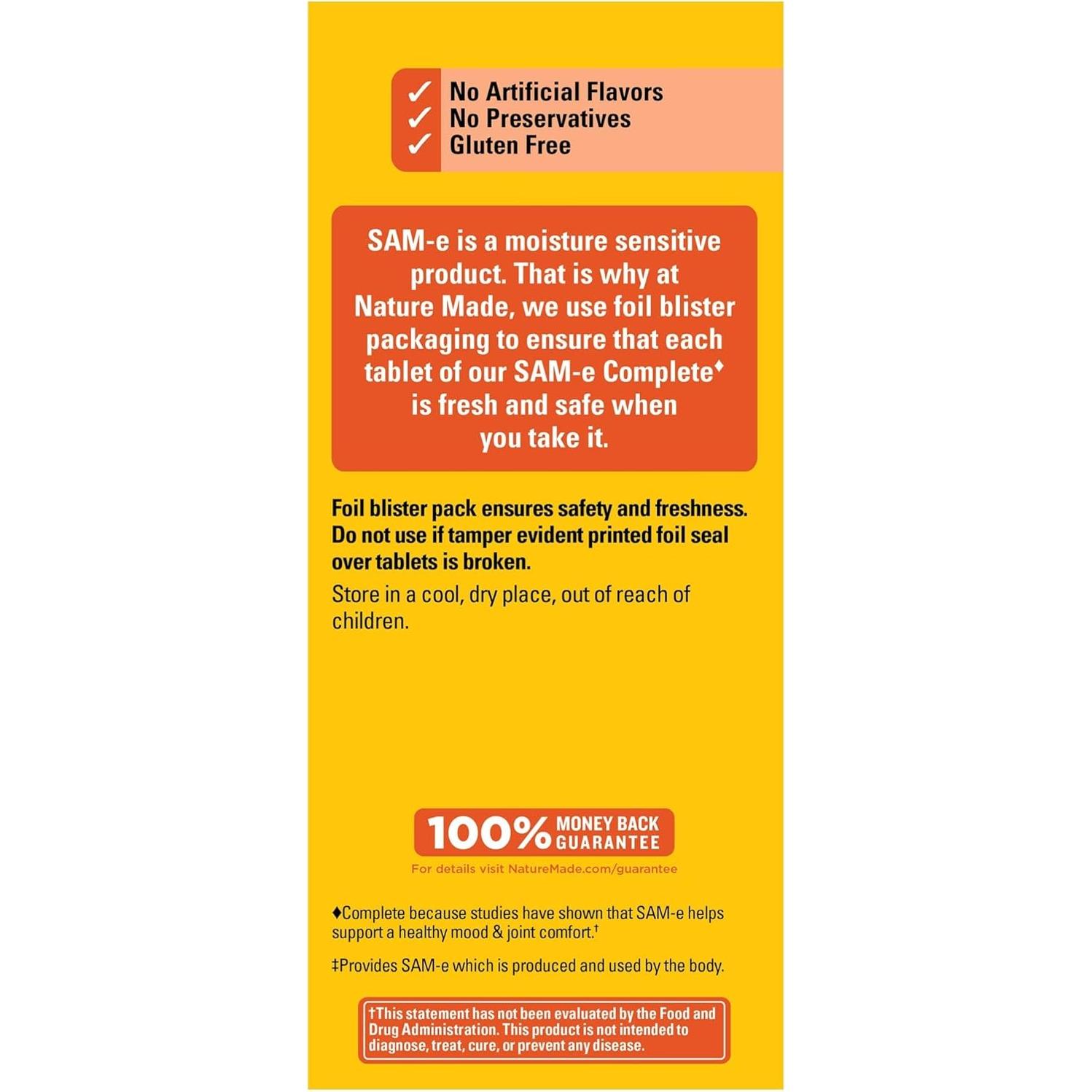 Nature Made SAM-e Completo 400 mg 36 Tabletas Suplemento