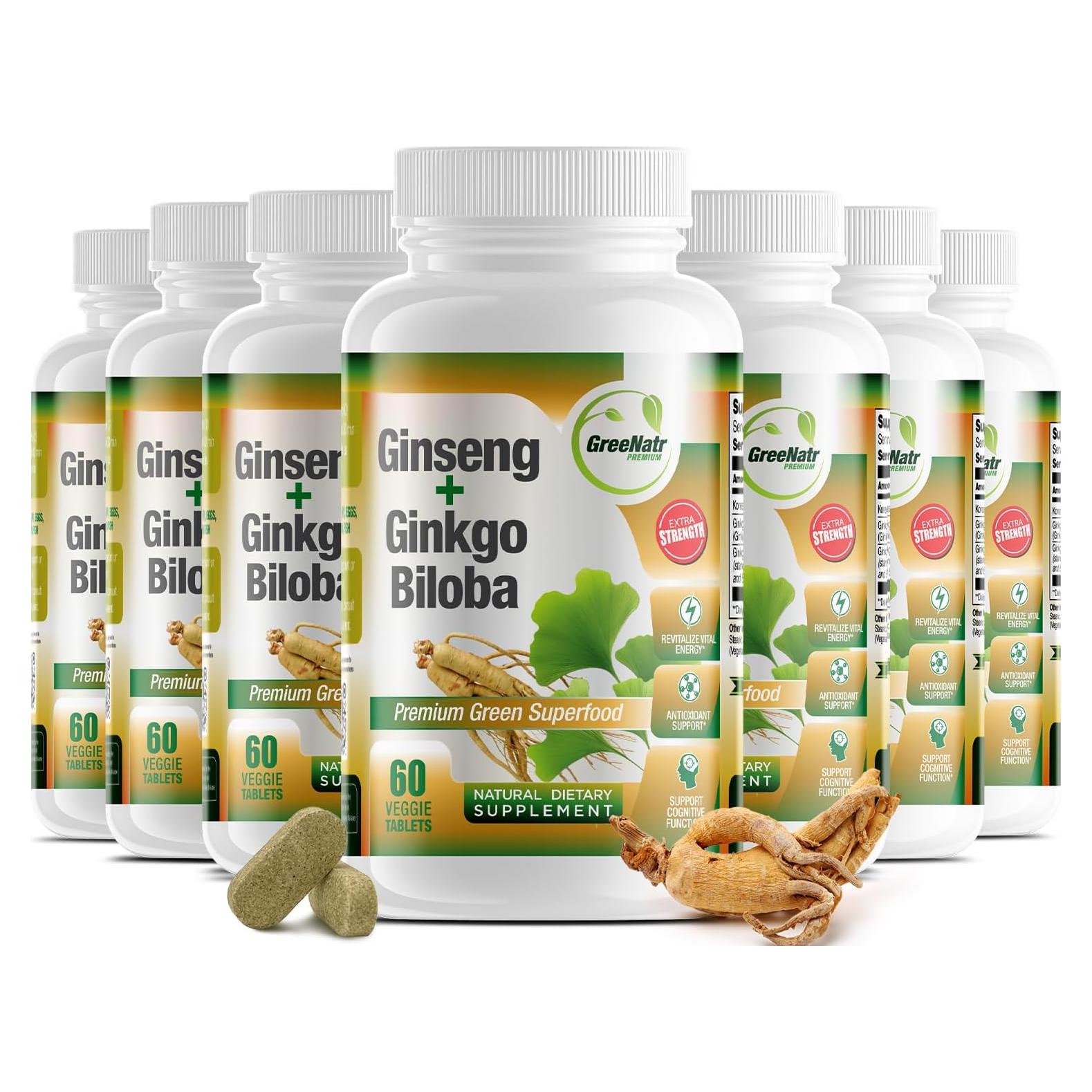 Suplemento Ginkgo Biloba y Ginseng Rojo Intelabs 60 Tabletas