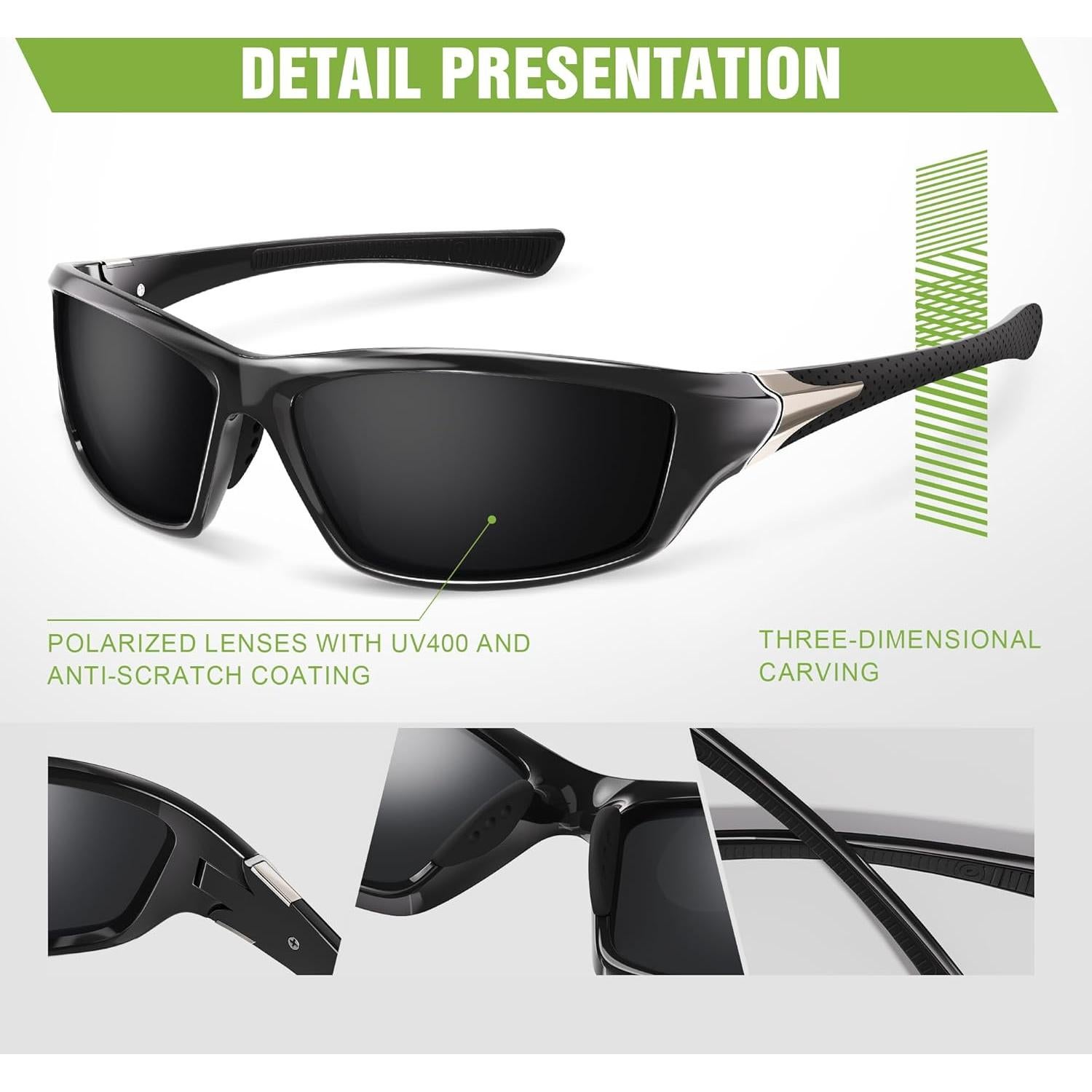 Paquete de 3 Gafas de Sol Polarizadas UV400 para Hombres