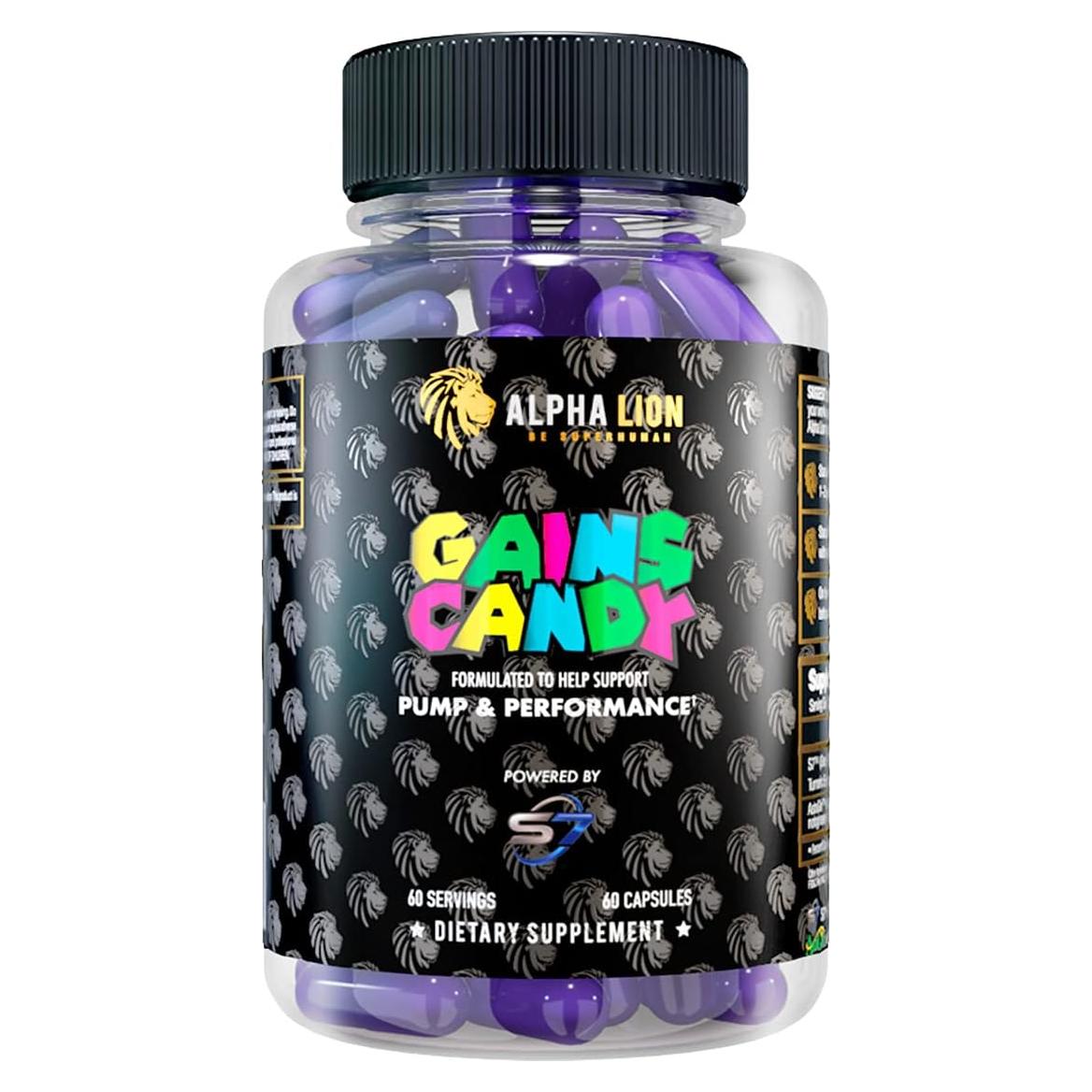 Suplemento Aumento Muscular Alpha Lion Gains Candy S7 60 Cápsulas