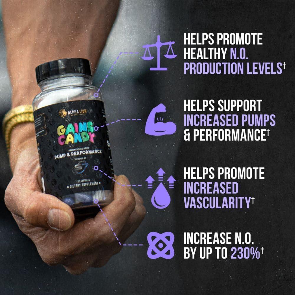 Suplemento Aumento Muscular Alpha Lion Gains Candy S7 60 Cápsulas