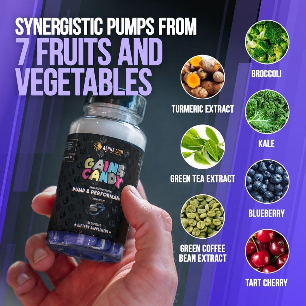 Suplemento Aumento Muscular Alpha Lion Gains Candy S7 60 Cápsulas