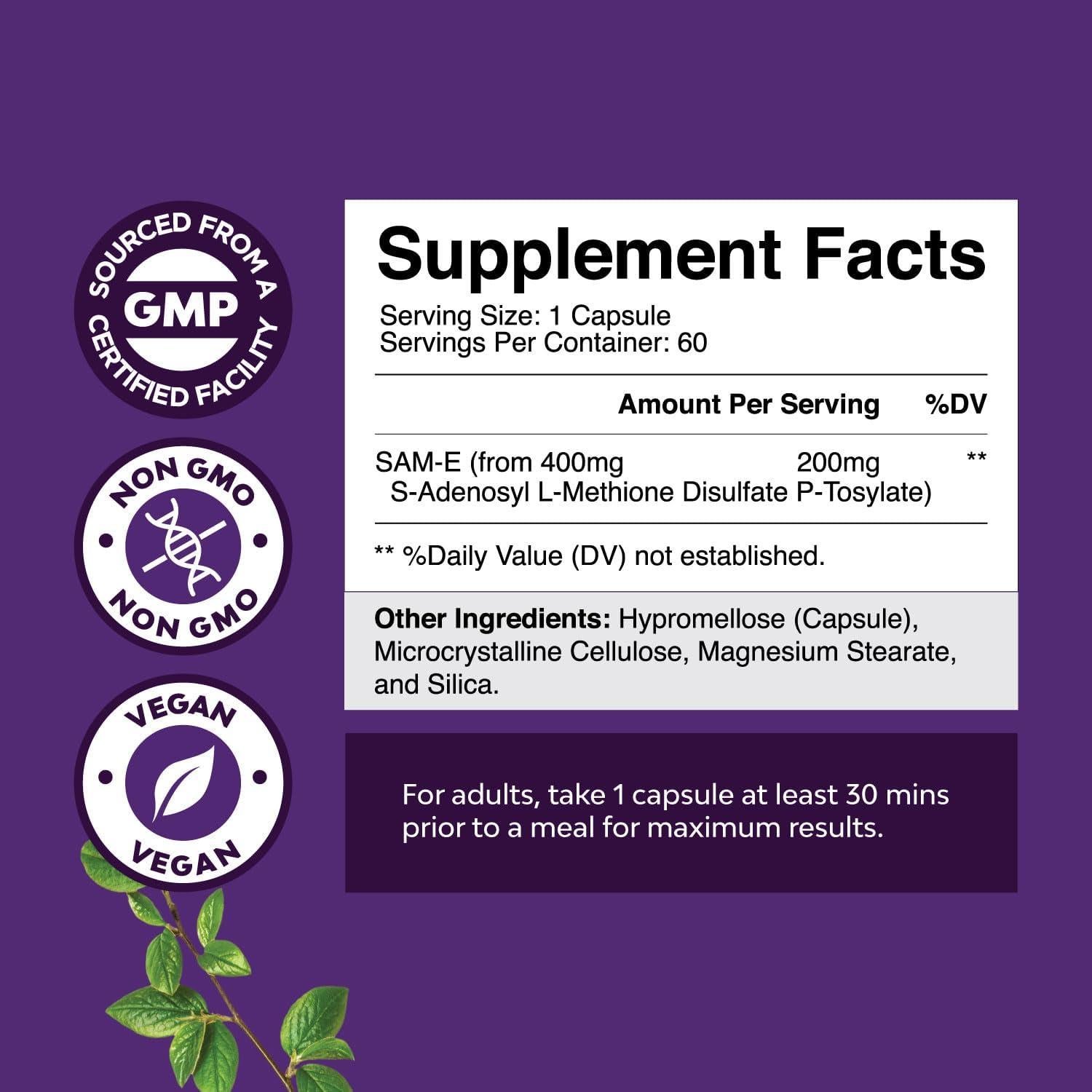 Suplemento Sam-E 200mg Natures Craft - Aumento del Ánimo 120 Porciones