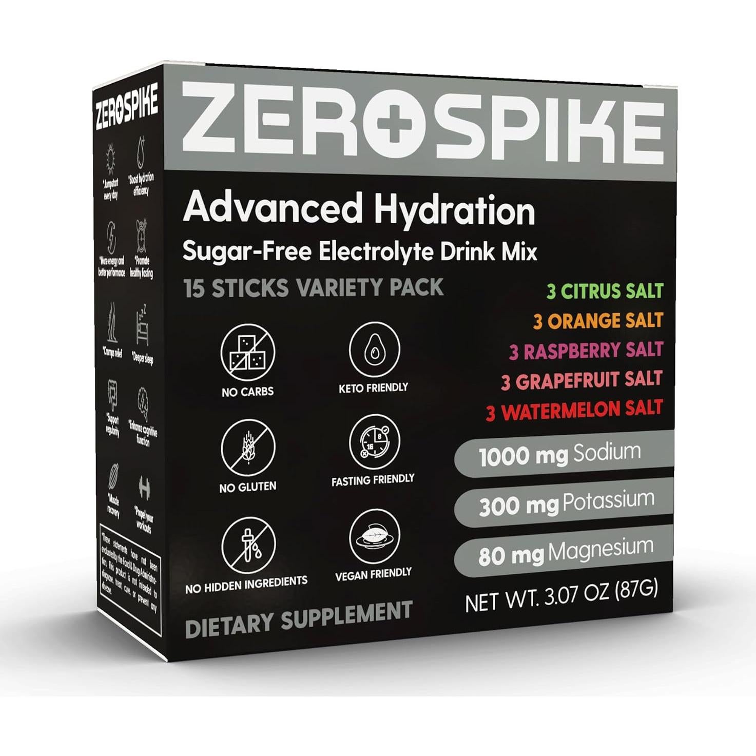 Polvo de Electrolitos Sin Azúcar Zerospike 15 Palitos