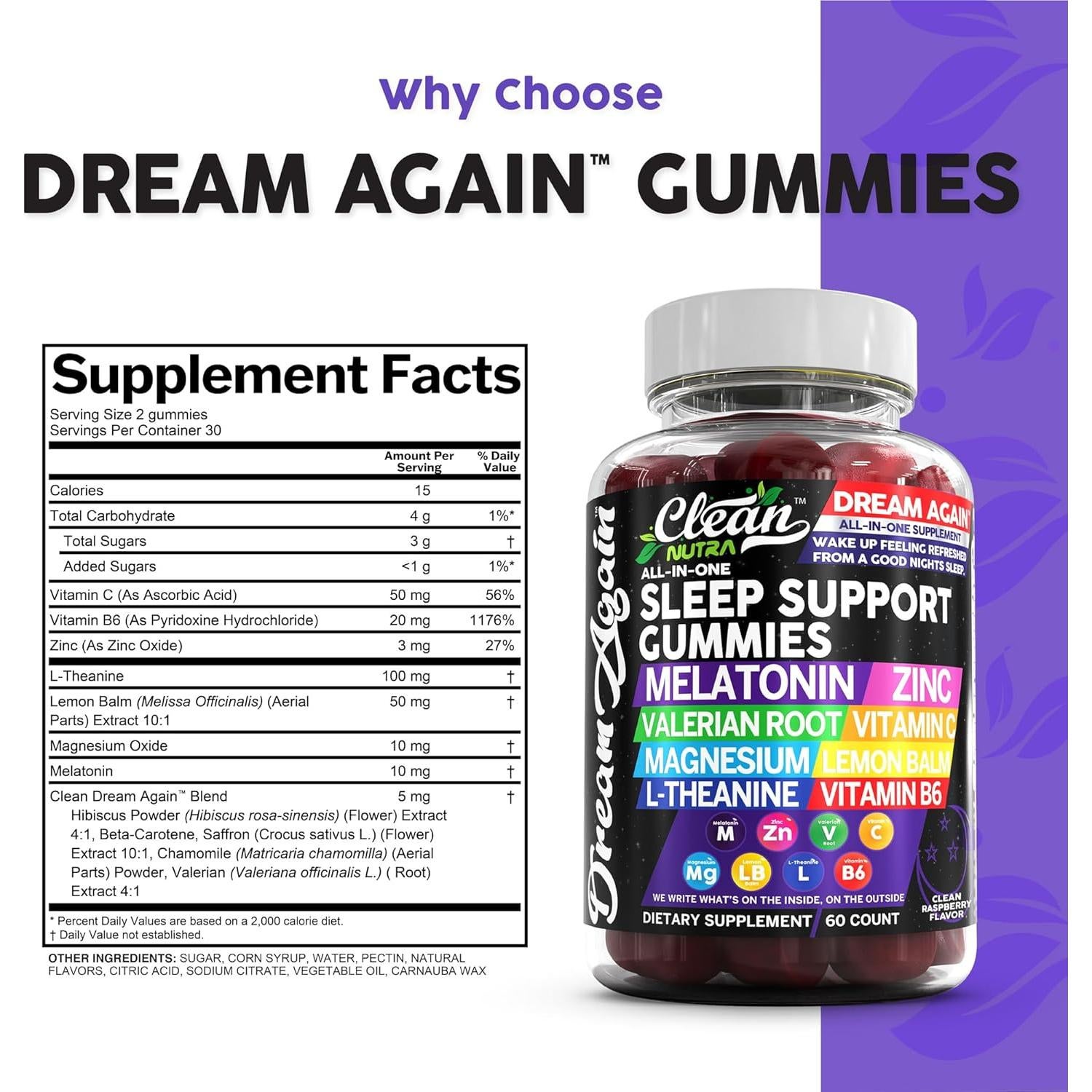 Gomitas de Melatonina Clean Nutra 10mg Sabor Frambuesa