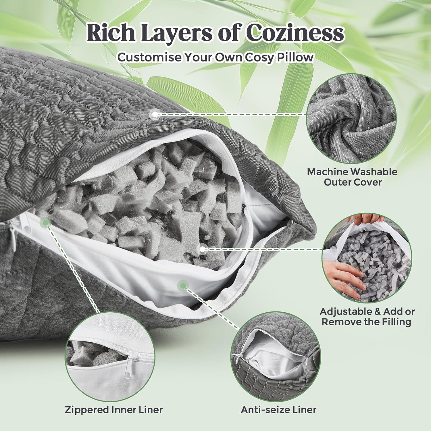 Juego de 2 almohadas viscoelásticas Dormirpilow gris 66x50 cm