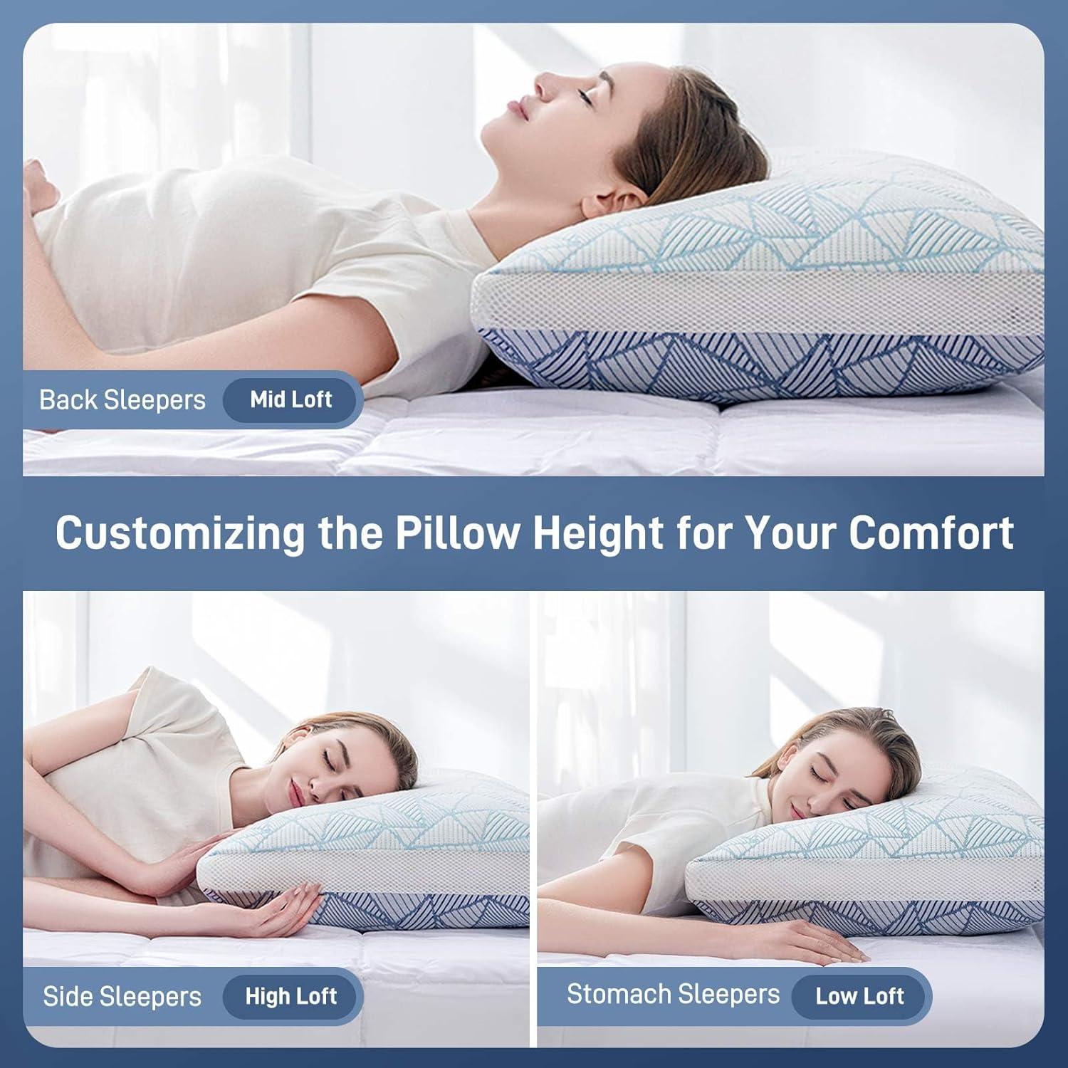 Juego de 2 almohadas Caelorin Queen hipoalergénicas ajustables