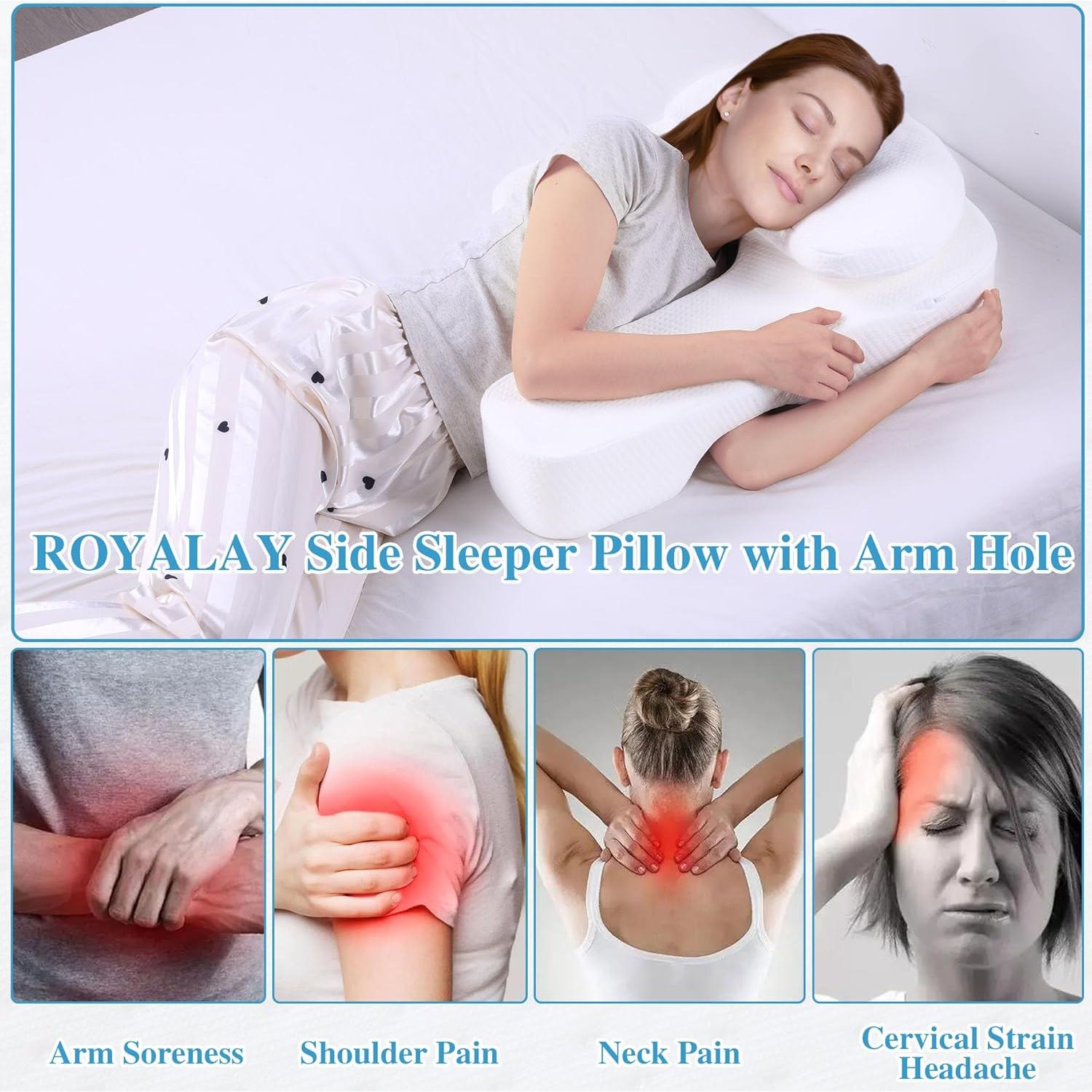 Cojín para Dormir de Lado ROYALAY con Agujero para el Brazo