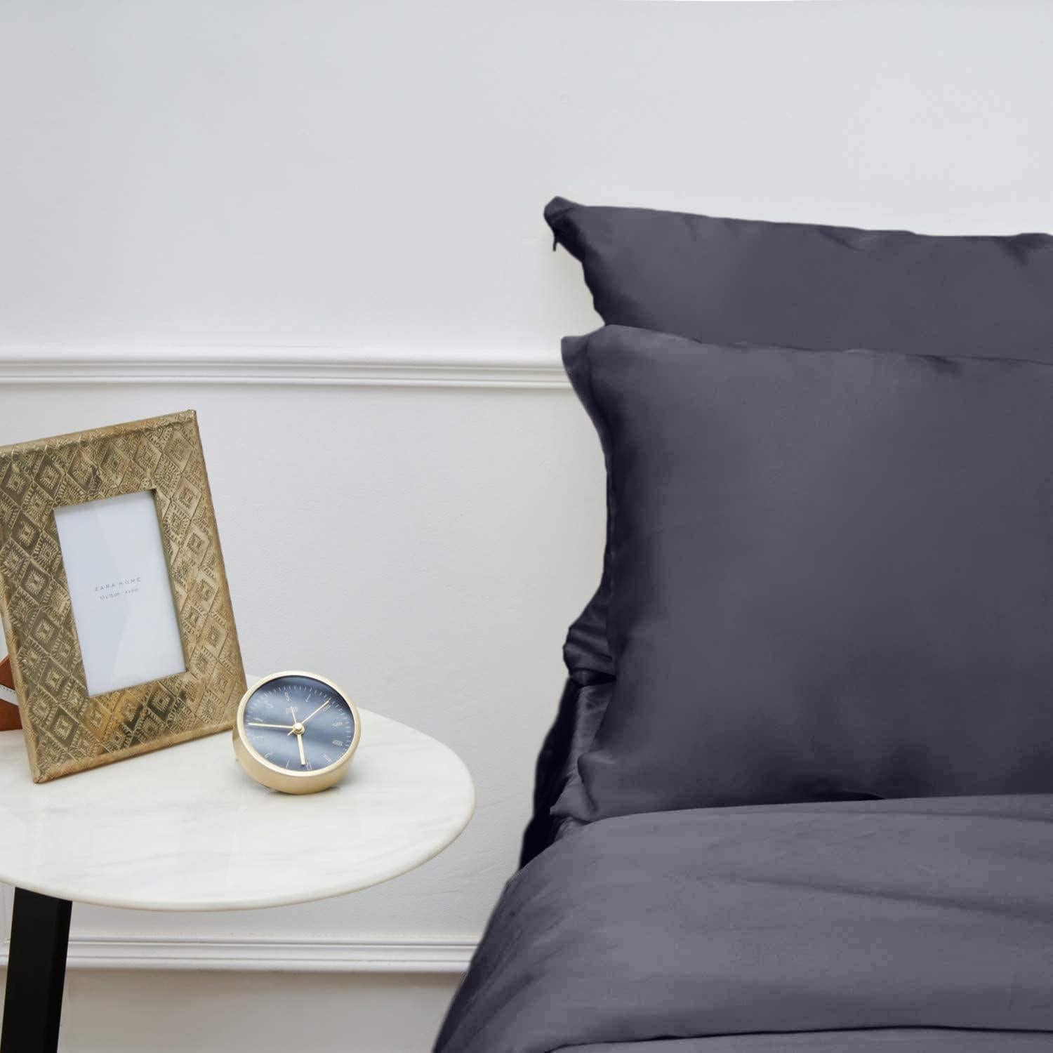 Funda de Almohada de Seda INSSL Estándar Gris Oscuro