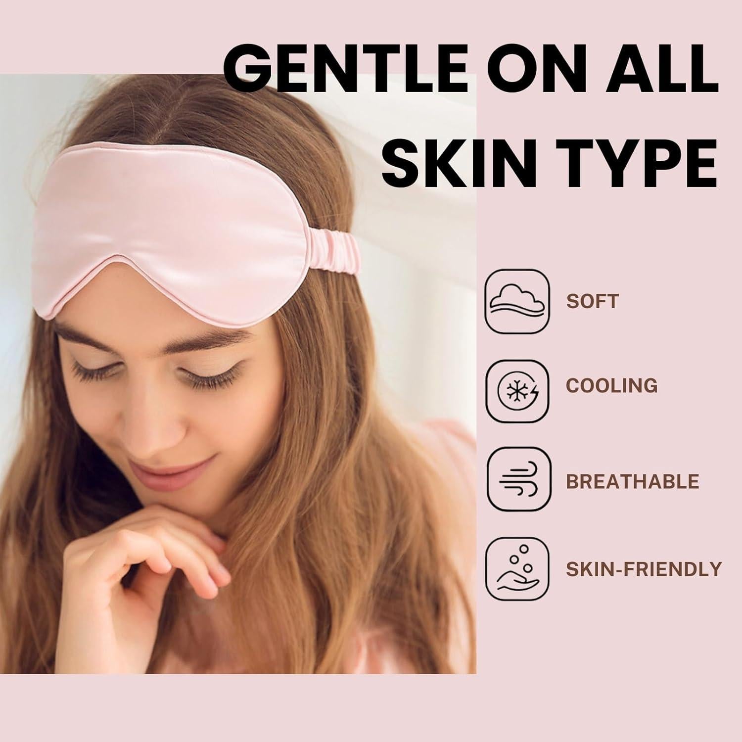 Máscara de Sueño de Satén Rosa LCBD con Tapones y Bolsa