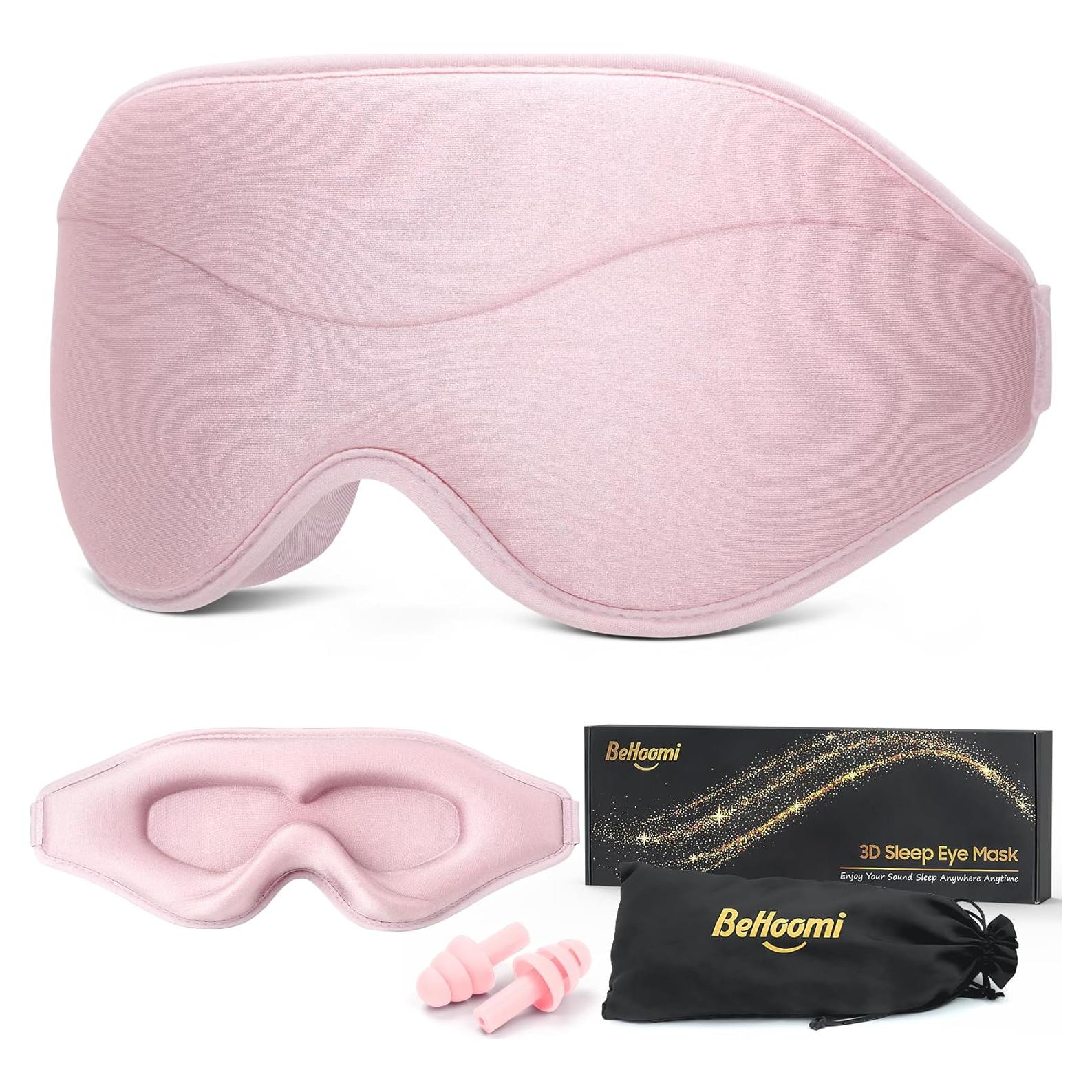 Máscara para dormir BeHoomi 3D rosa, ajuste ergonómico