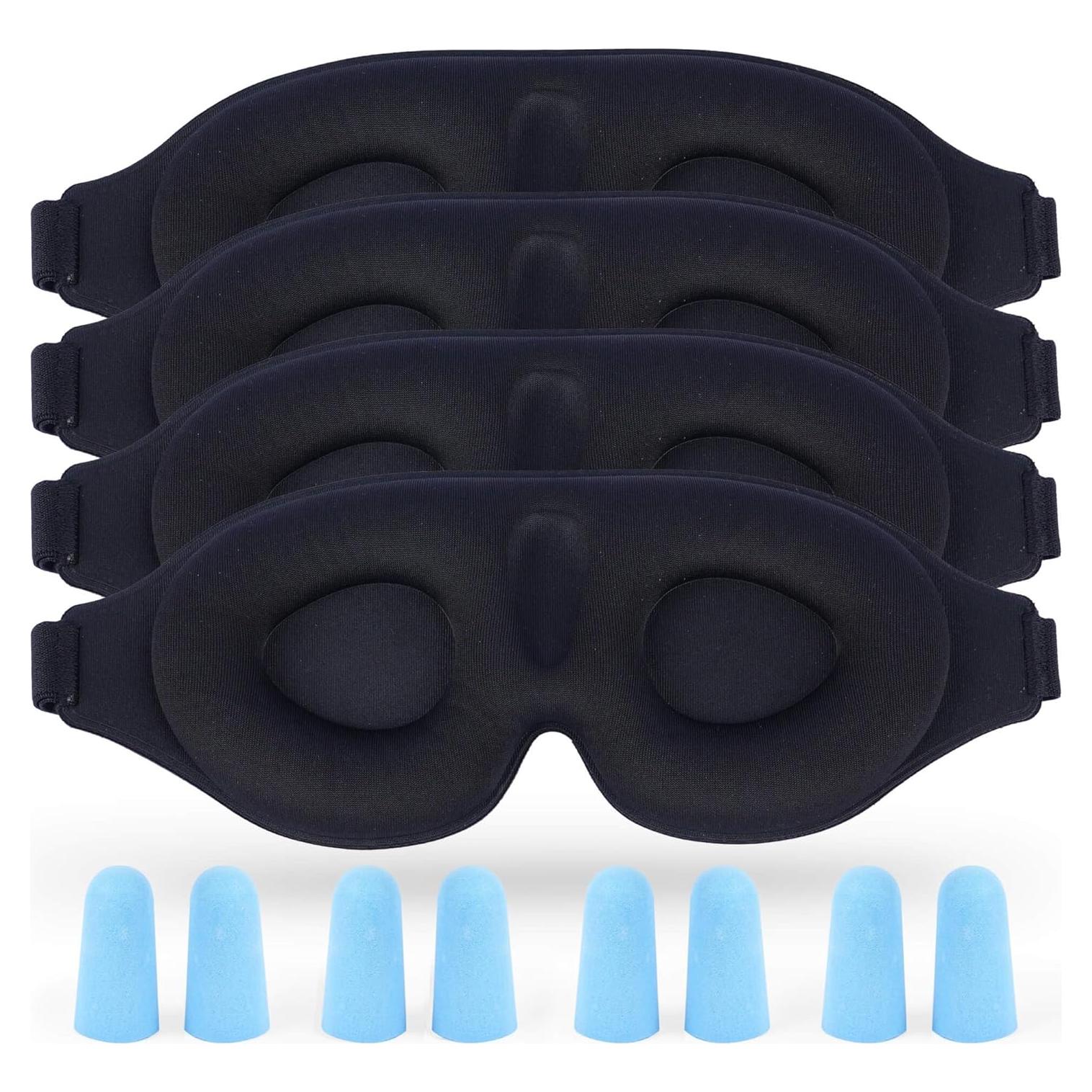Paquete de 4 Máscaras de Sueño 3D Aussumy - Negro