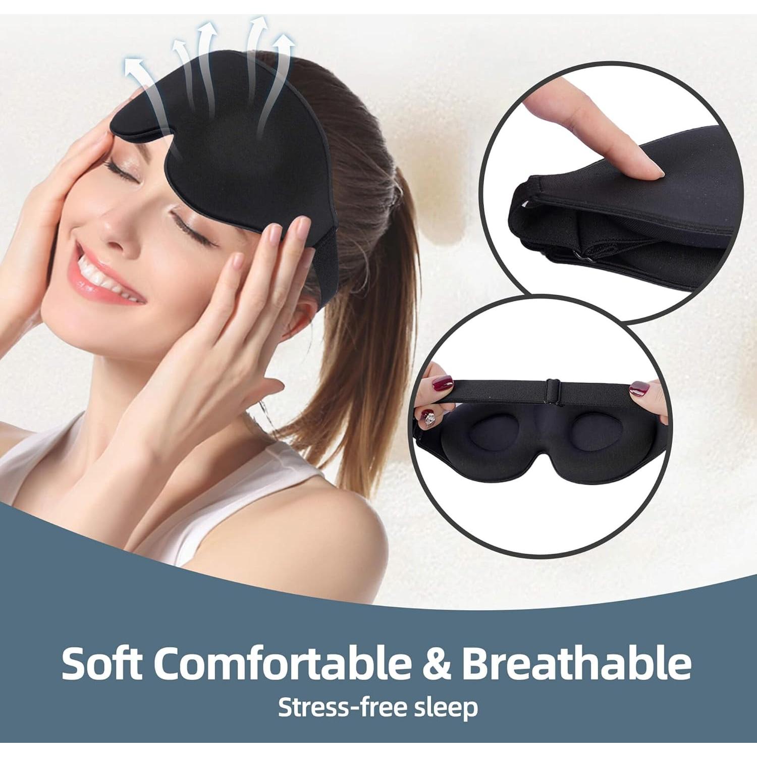 Paquete de 4 Máscaras de Sueño 3D Aussumy - Negro