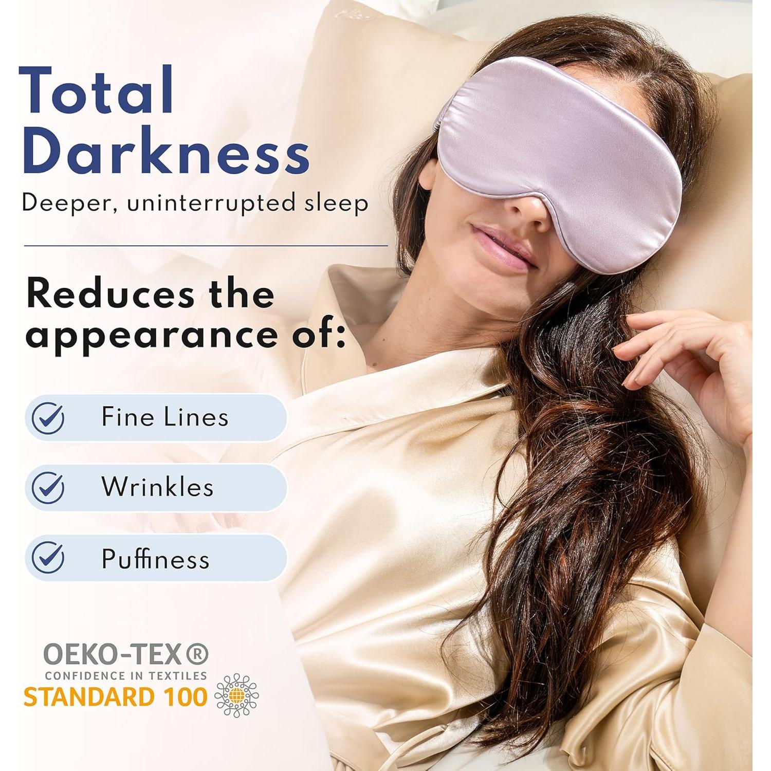 Máscara de Sueño de Seda Blissy Lavanda 100% Pura 22 Momme