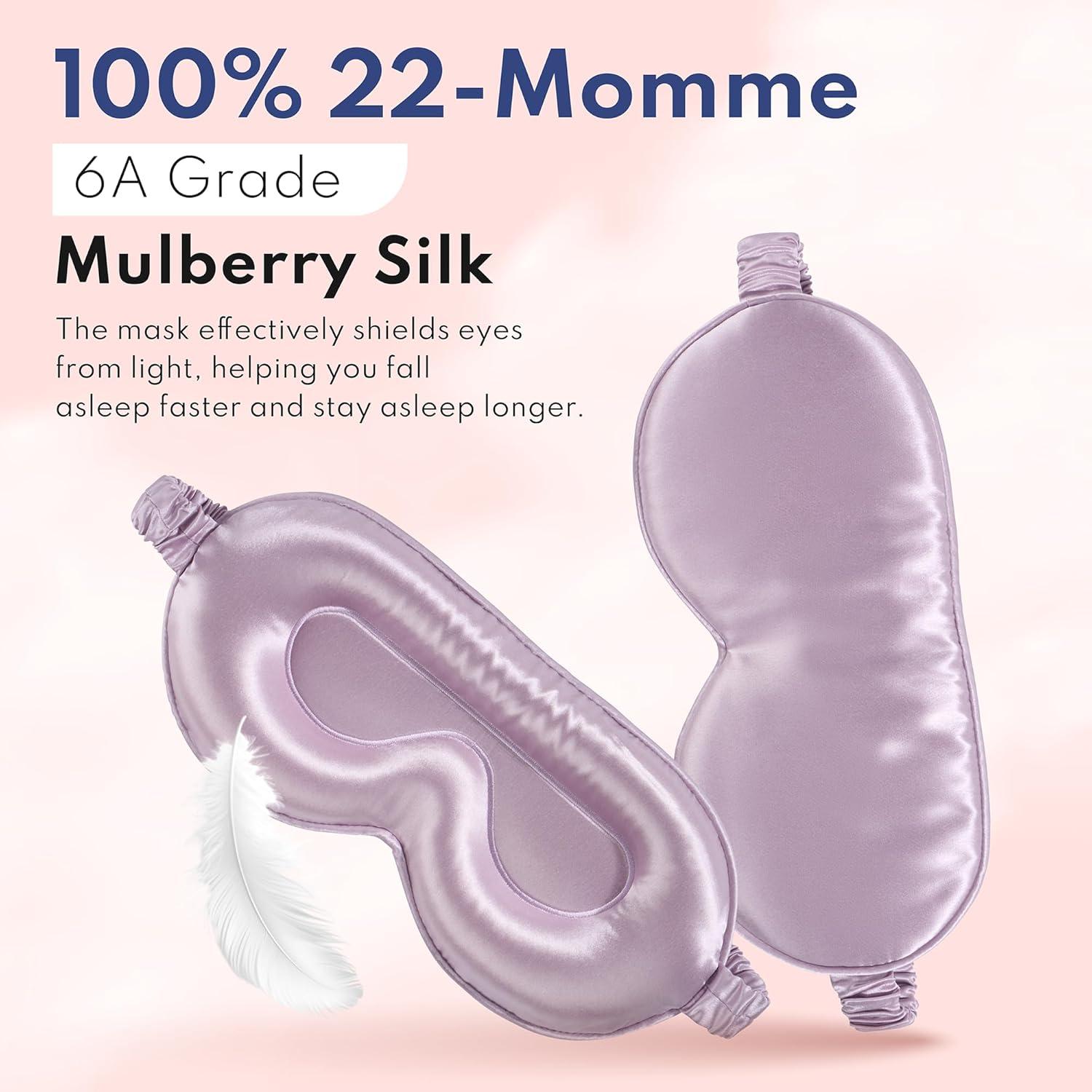 Máscara de Sueño de Seda Blissy Lavanda 100% Pura 22 Momme