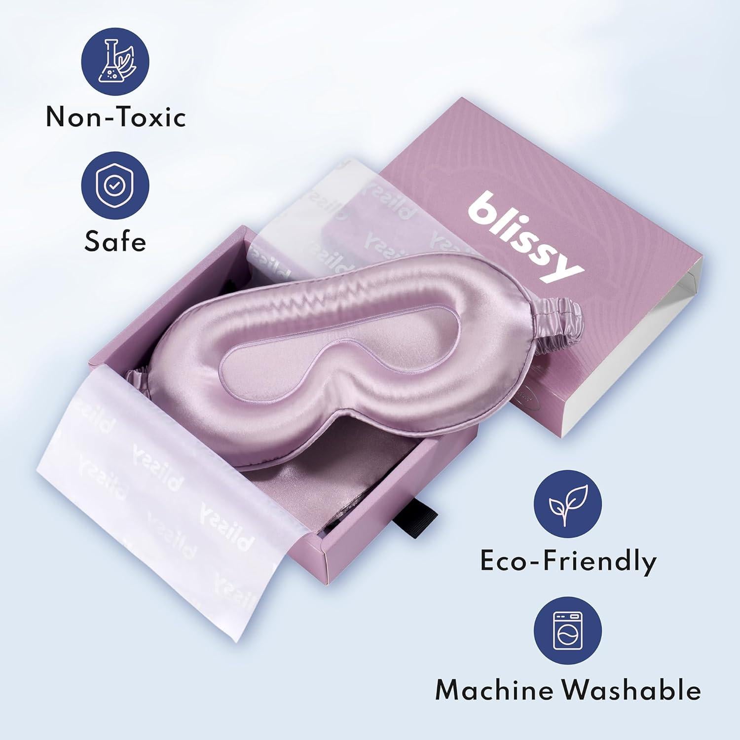 Máscara de Sueño de Seda Blissy Lavanda 100% Pura 22 Momme