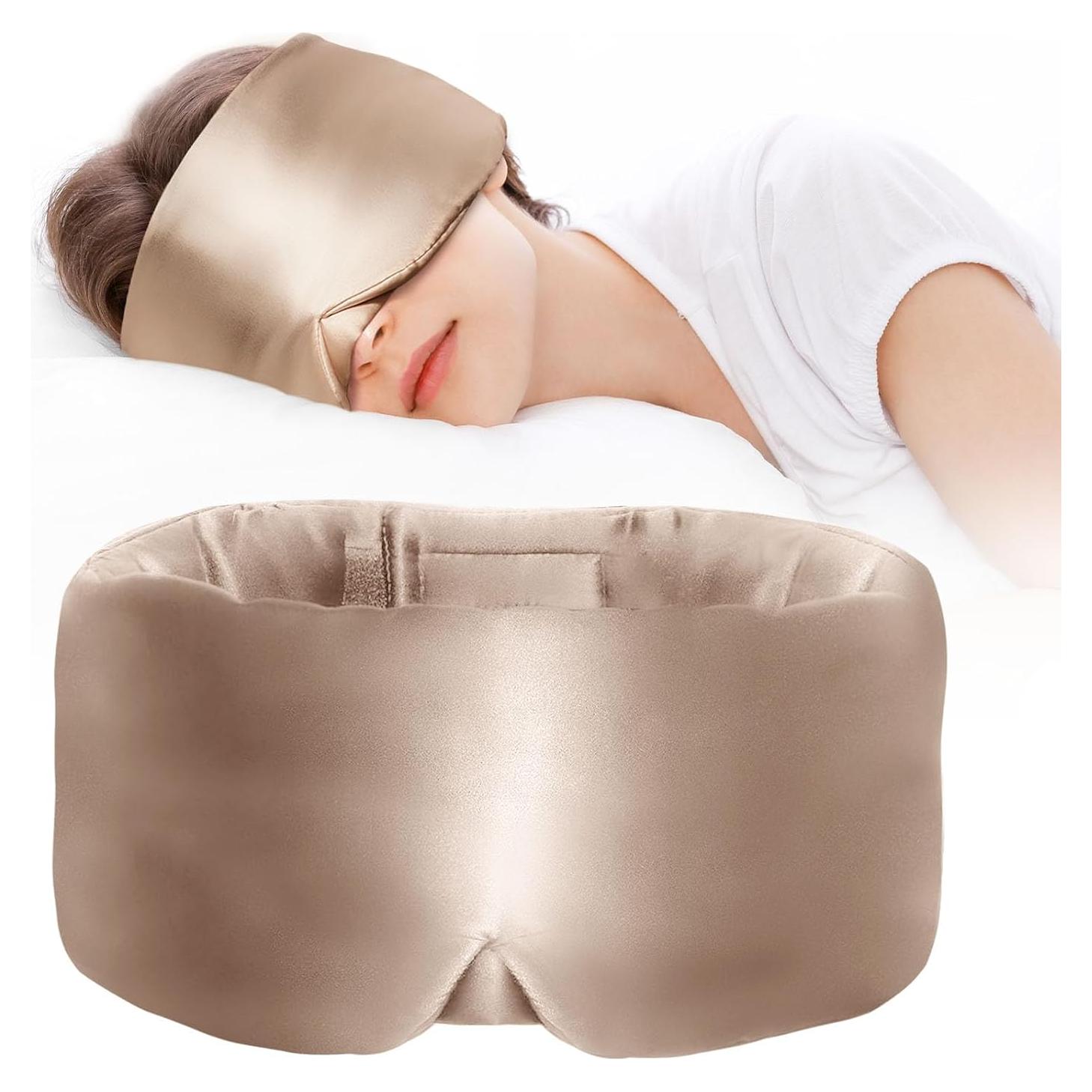 Máscara de Sueño de Satén Okaydot - Bloqueo de Luz Camel