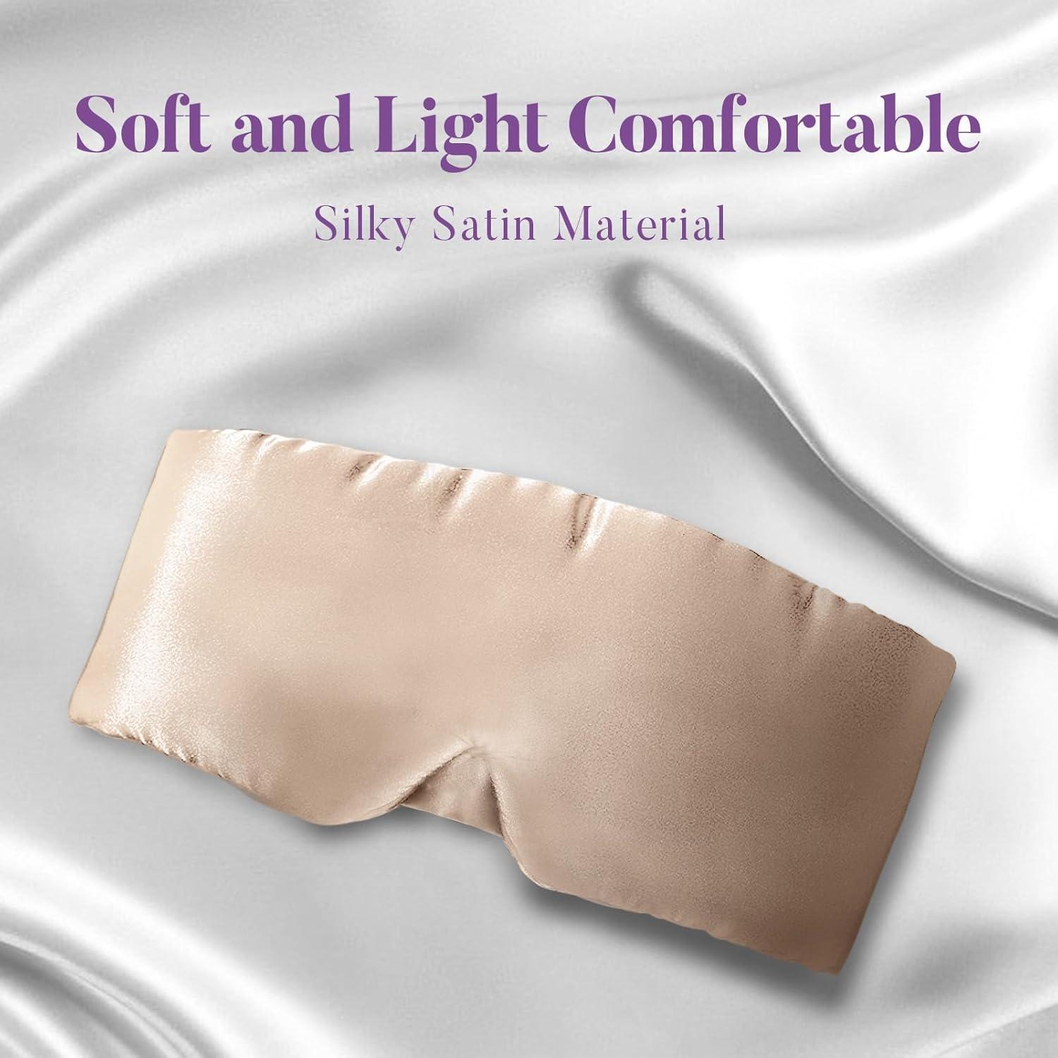 Máscara de Sueño de Satén Okaydot - Bloqueo de Luz Camel