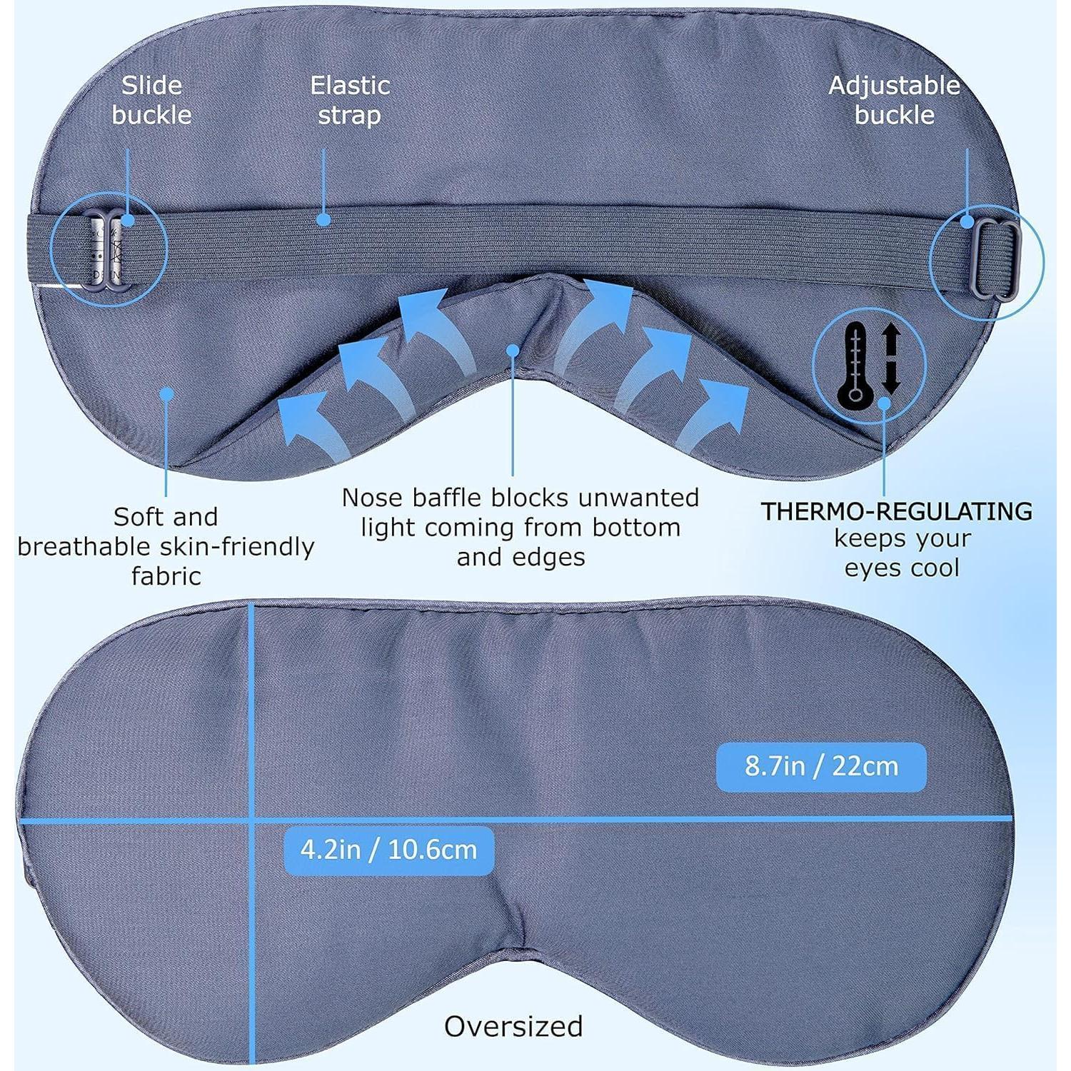 Máscara de Sueño Viscosa de Bambú 100% Gris Marino - 1 Unidad