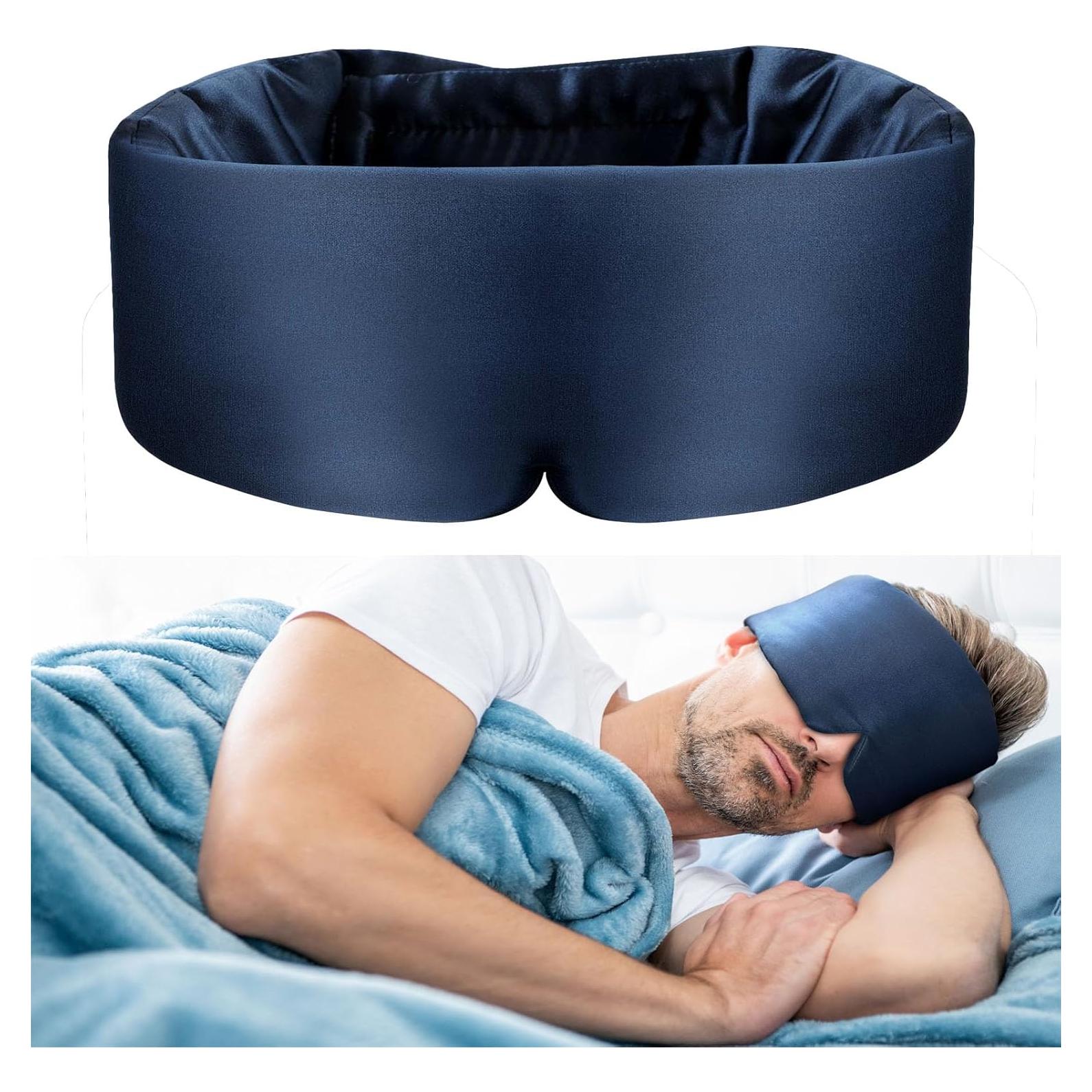 Máscara de Sueño de Seda Natural SOLZEK Azul Marino