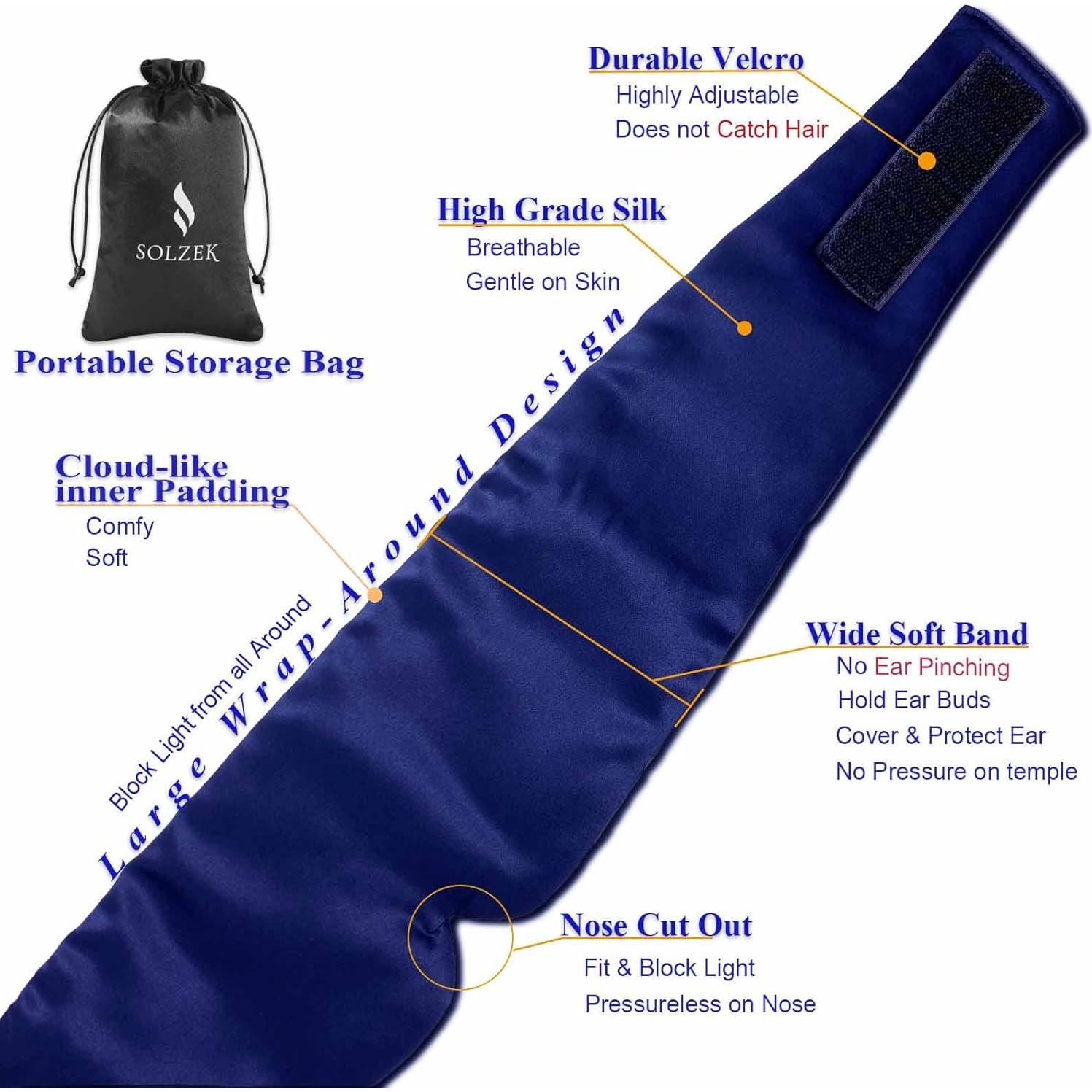 Máscara de Sueño de Seda Natural SOLZEK Azul Marino