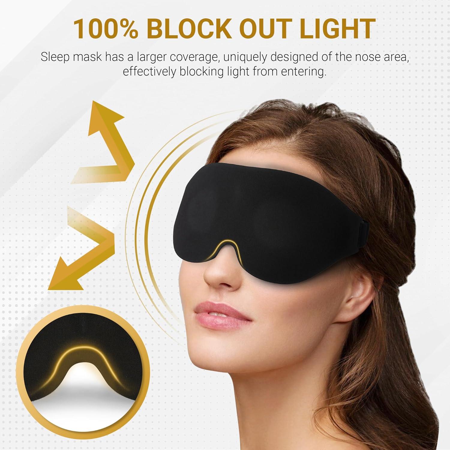 Máscara de Sueño 3D LunaOpulence con Bolsa de Viaje