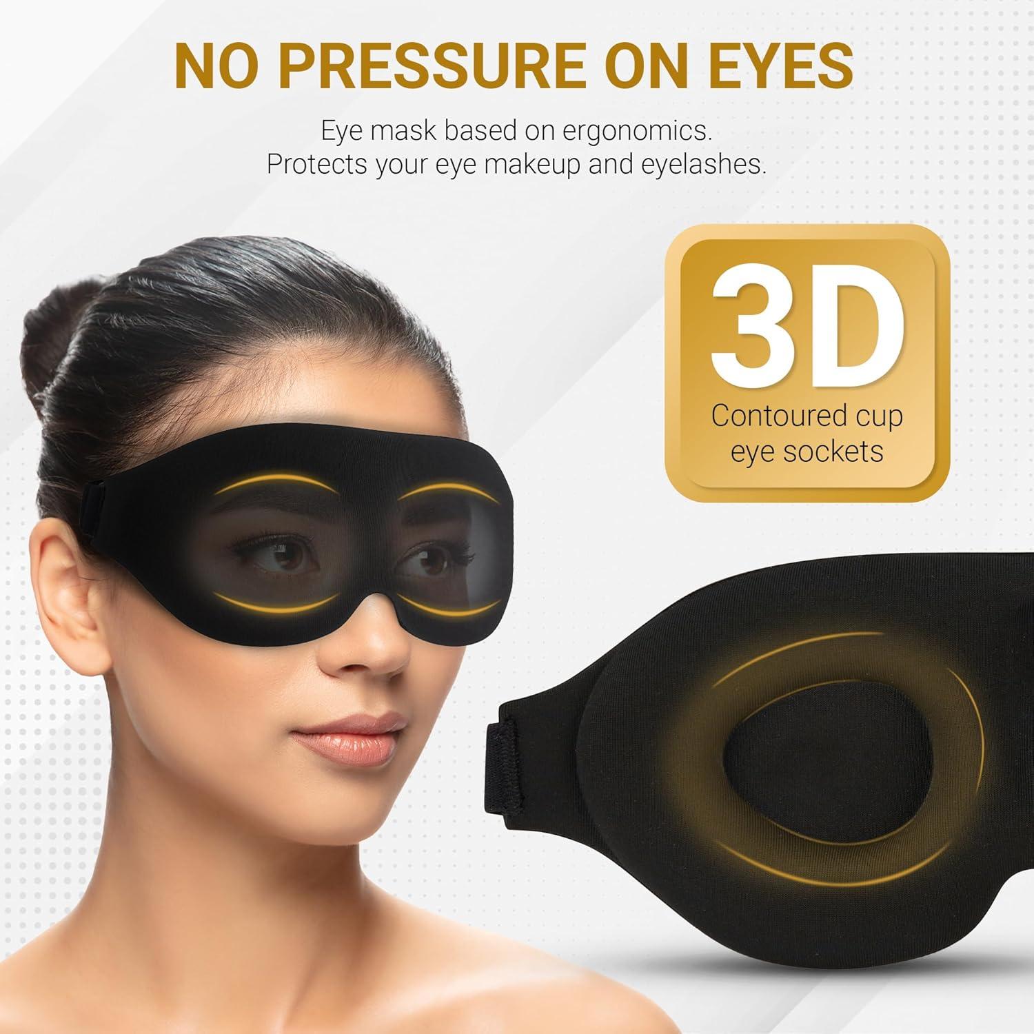 Máscara de Sueño 3D LunaOpulence con Bolsa de Viaje