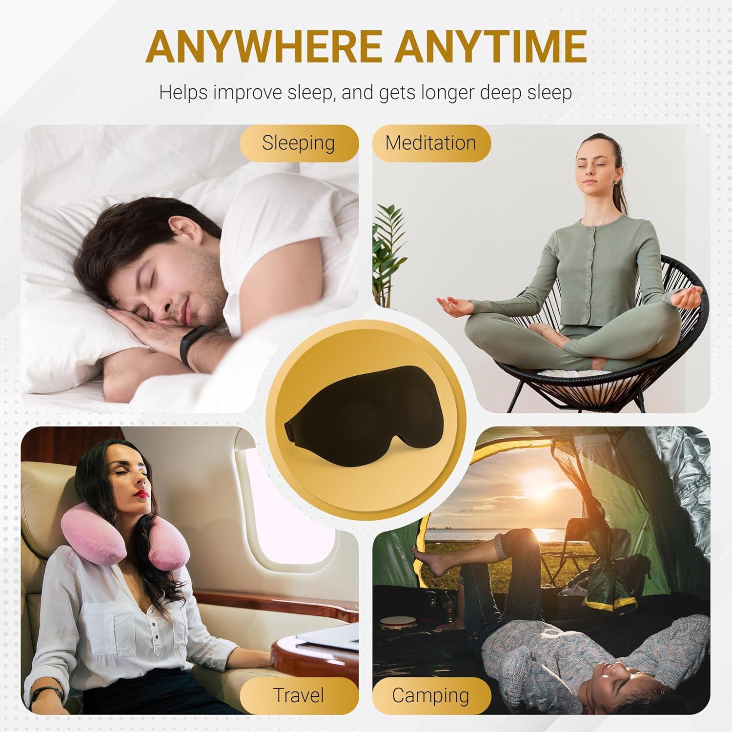 Máscara de Sueño 3D LunaOpulence con Bolsa de Viaje