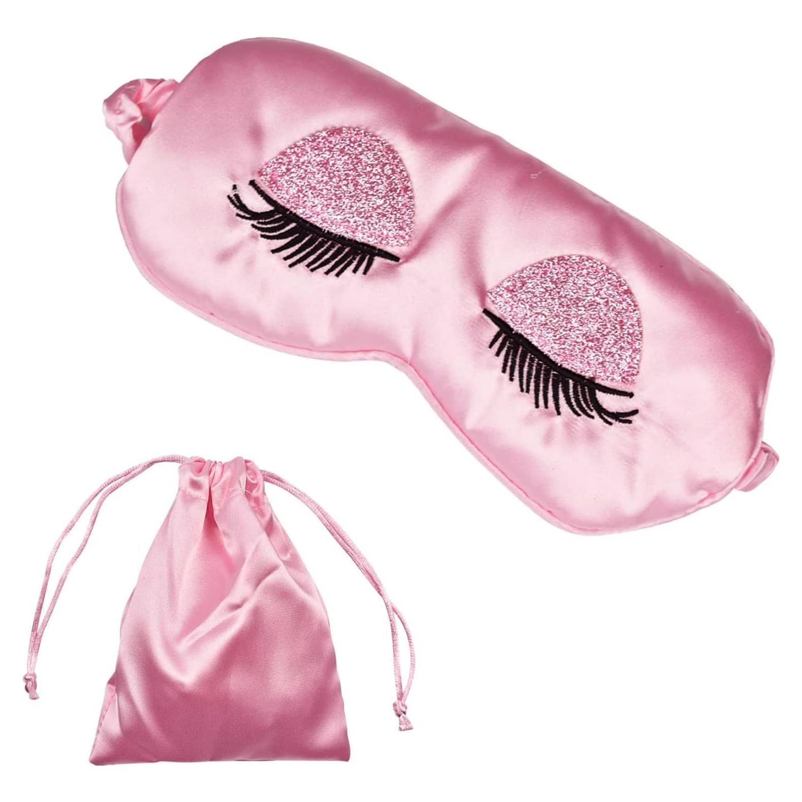 Máscara para dormir Ulbemoll de seda rosa, suave y transpirable