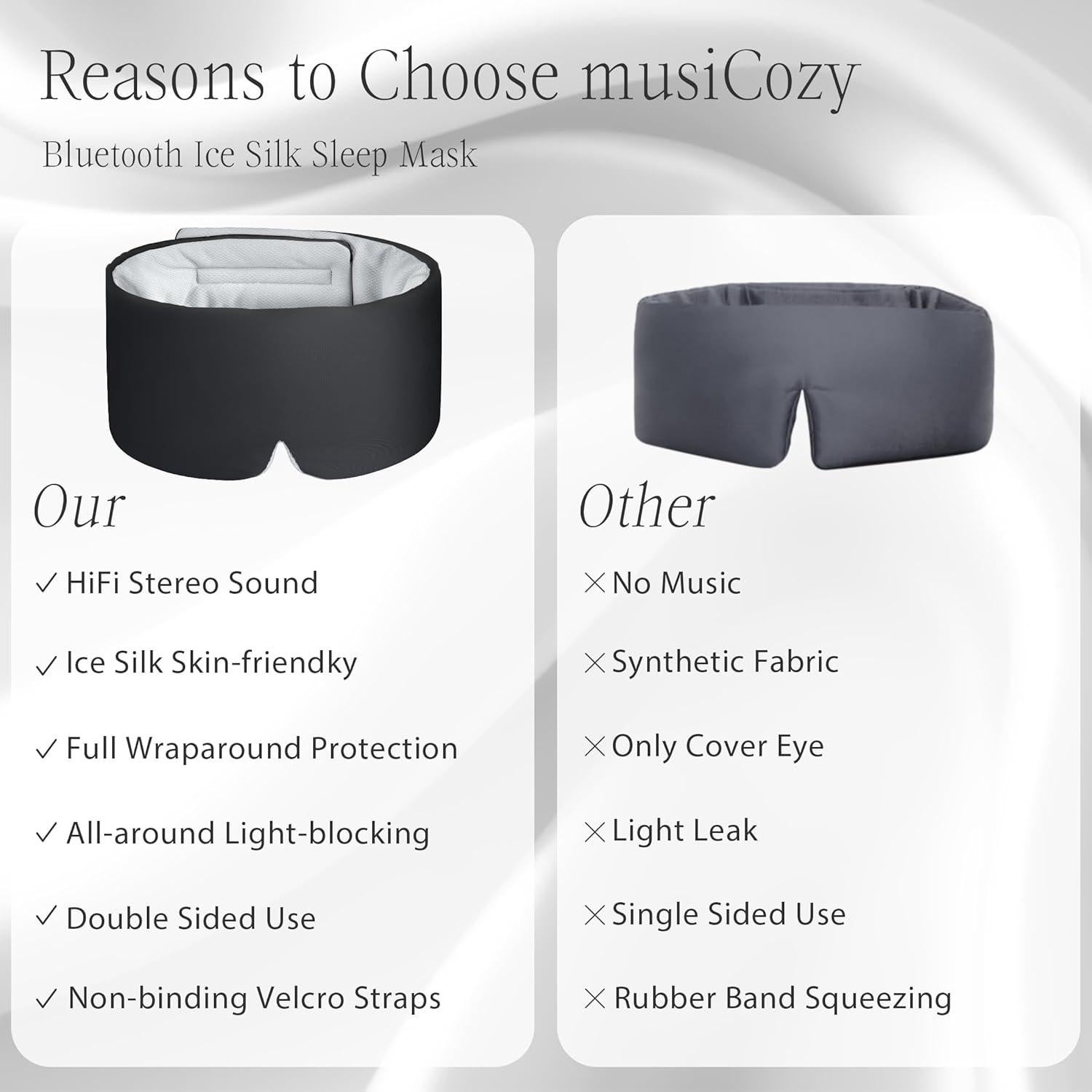 MÁSCARA DE SUEÑO MUSICOZY CON AURICULARES BLUETOOTH NEGRO