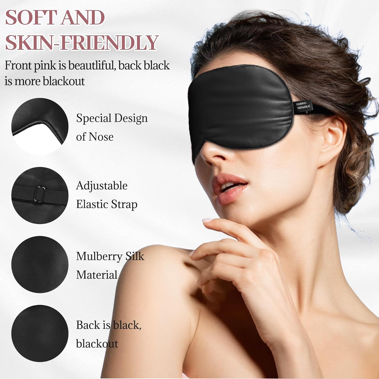 Máscara de Sueño de Seda Spacepower 100% Morera Negra