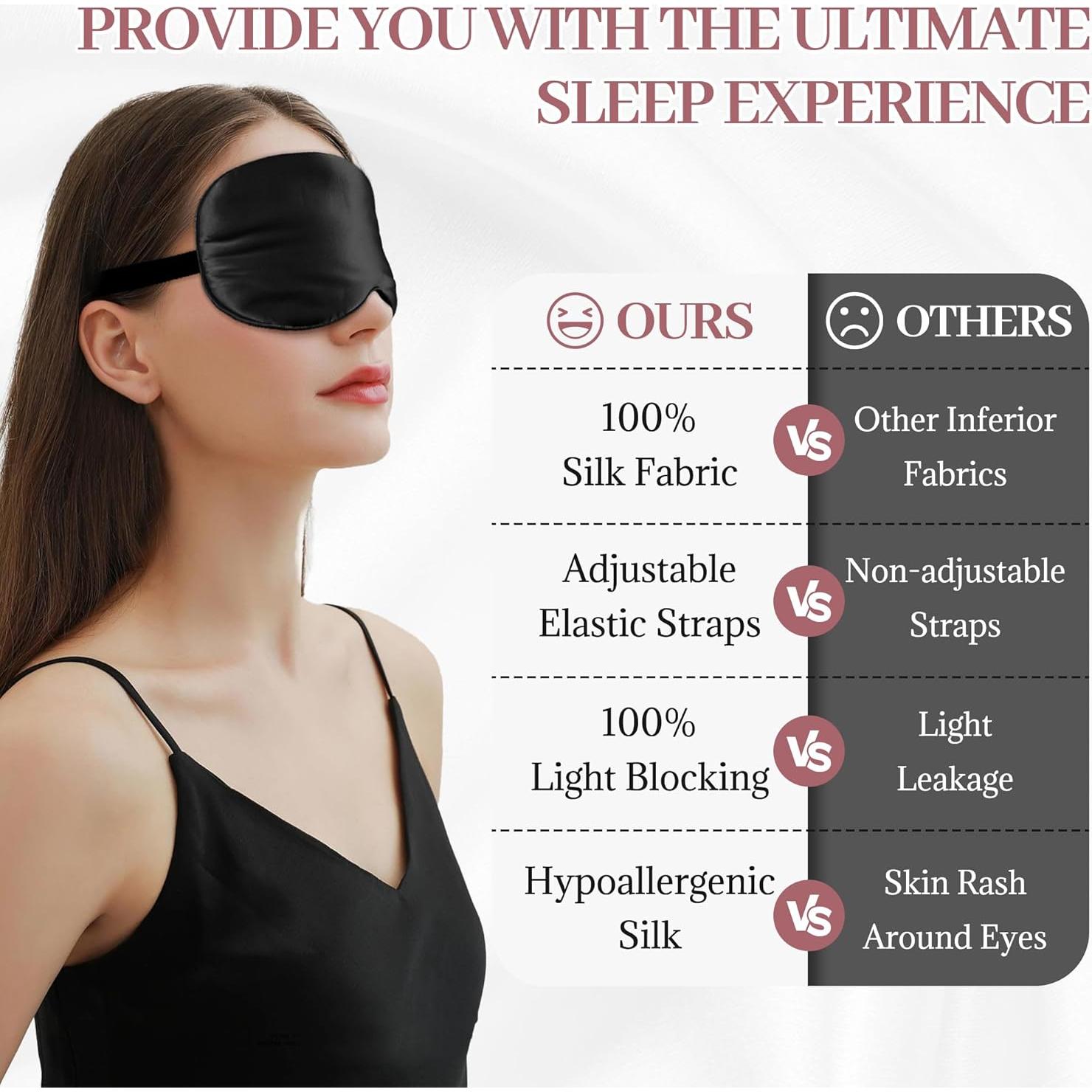 Máscara de Sueño de Seda Spacepower 100% Morera Negra