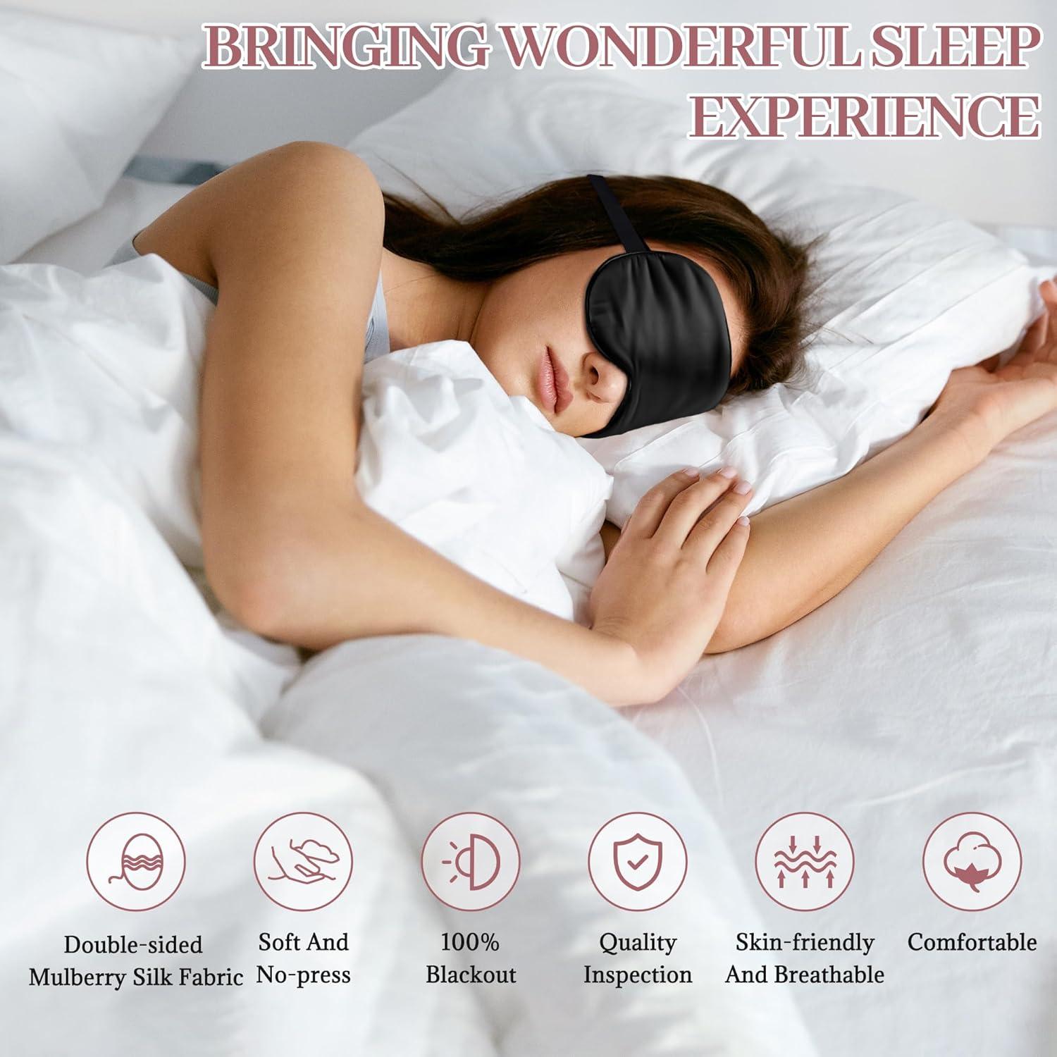 Máscara de Sueño de Seda Spacepower 100% Morera Negra