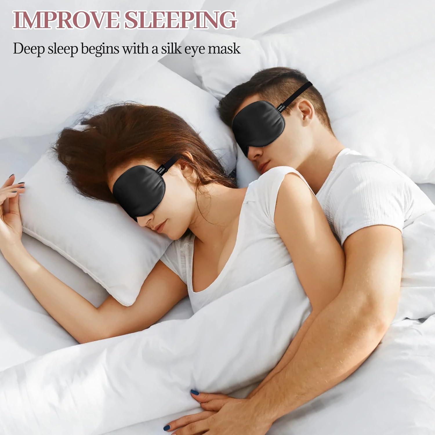 Máscara de Sueño de Seda Spacepower 100% Morera Negra