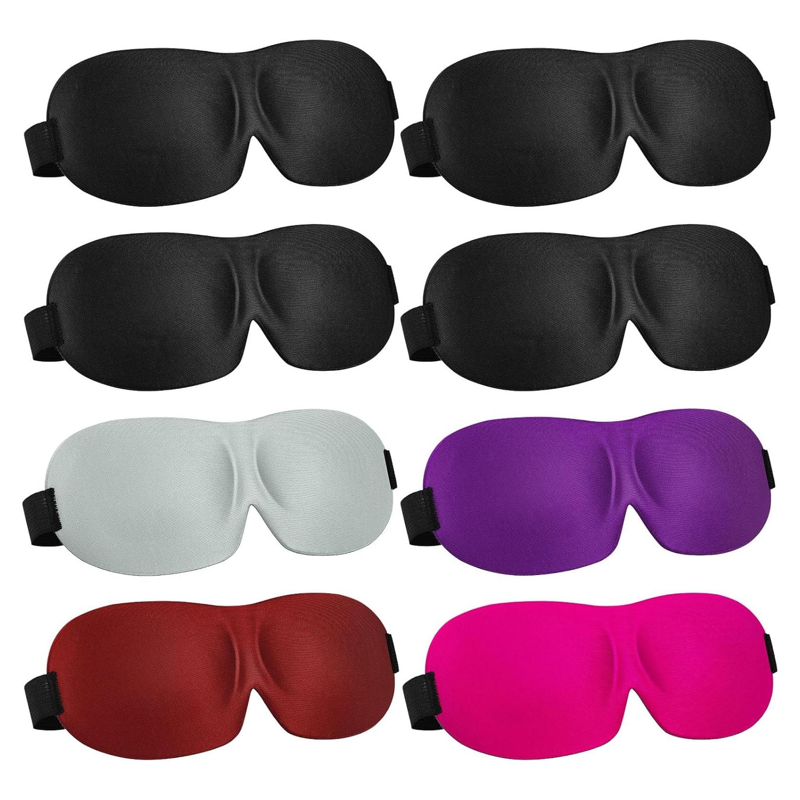 8 Pcs Máscaras de Sueño 3D Bencailor Ajustables Bloqueo Luz