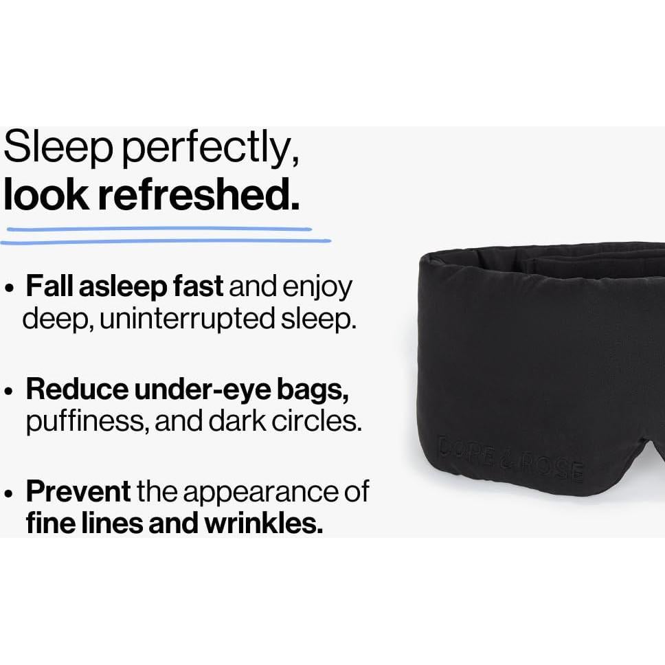 Máscara de Sueño de Seda Dore & Rose Negra 23 Momme Ajustable